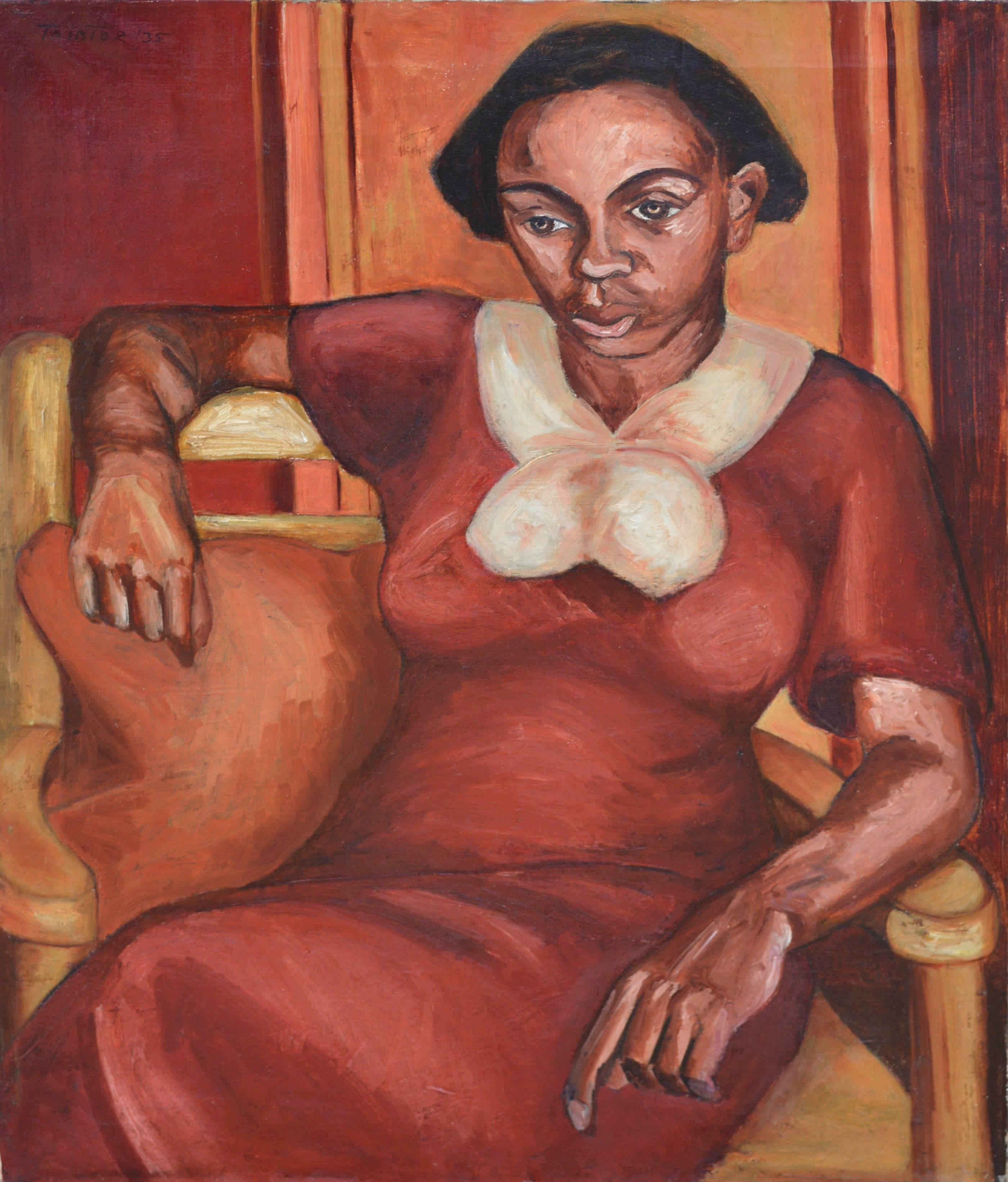 Porträt einer Frau, Virginia 1935 – Painting von Musier Lee Taintor