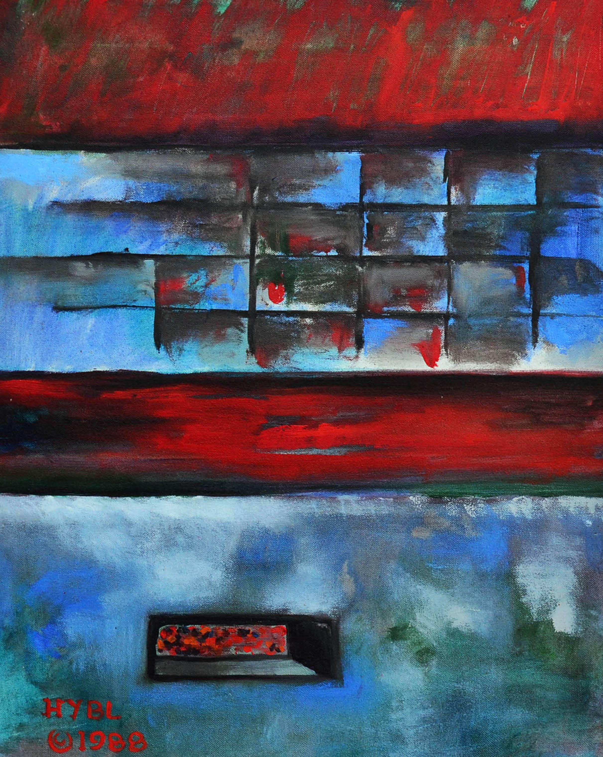Red and Blue Modern Abstract  - Painting by Heidi Hybl