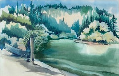 Mountain Lake Landscape with Boats