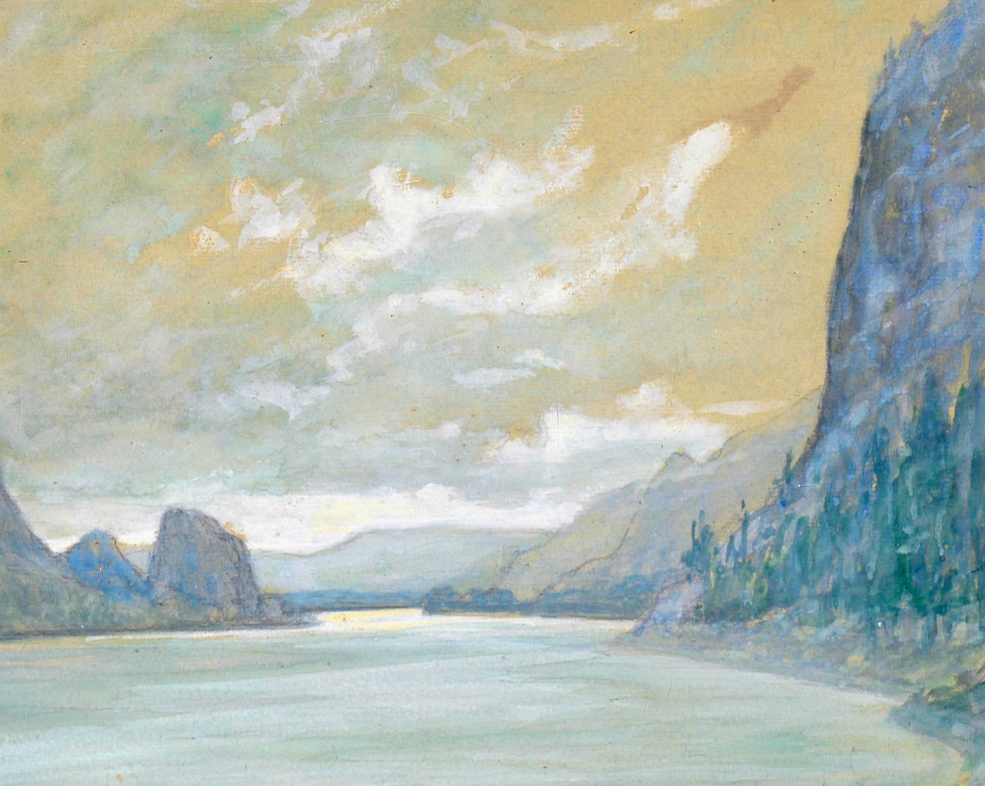 Columbia River Gorge East of Troutdale Oregon - Painting by Clyde Leon Keller
