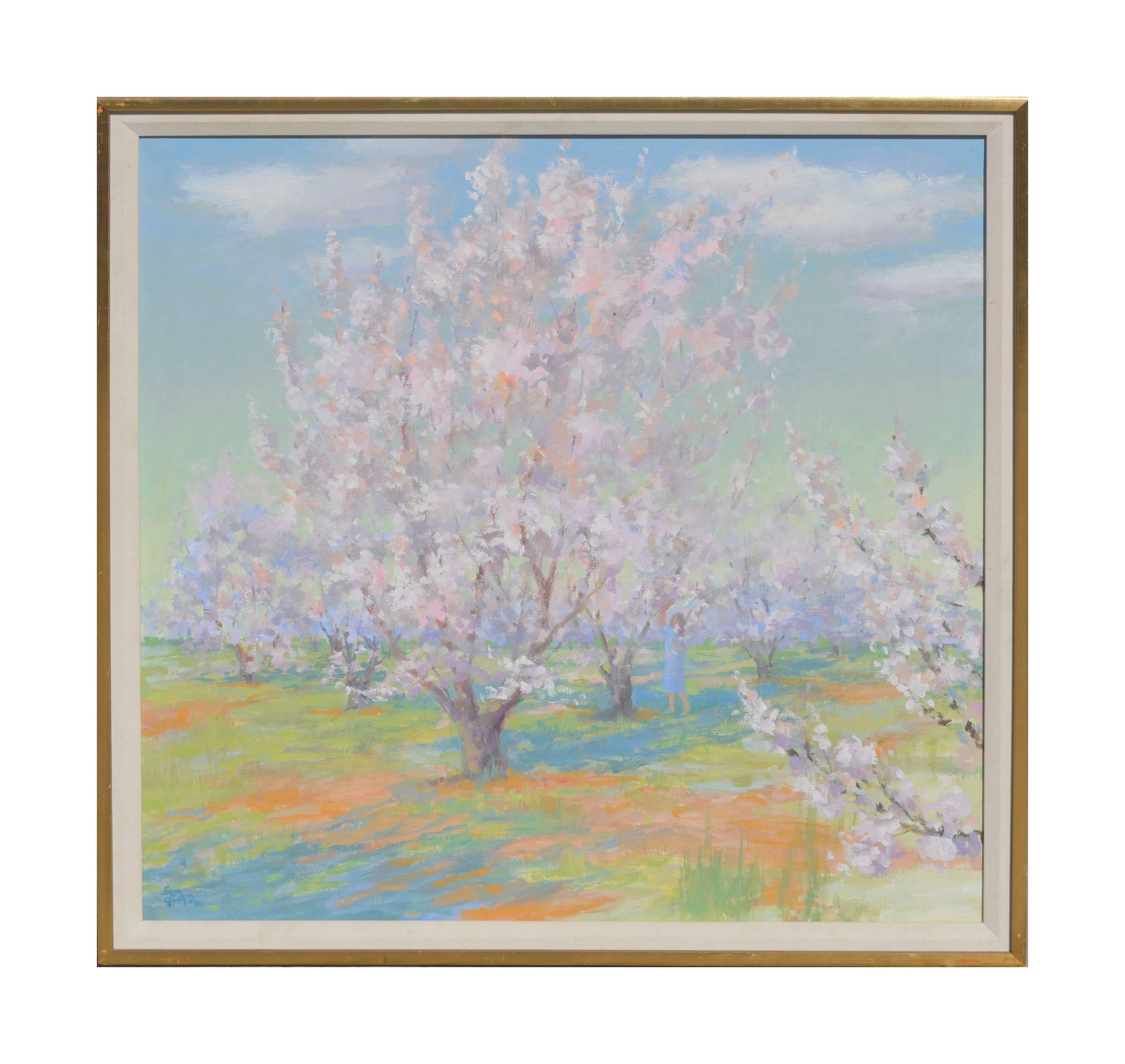 Louise Noack Gray Landscape Painting - Gathering Blossoms