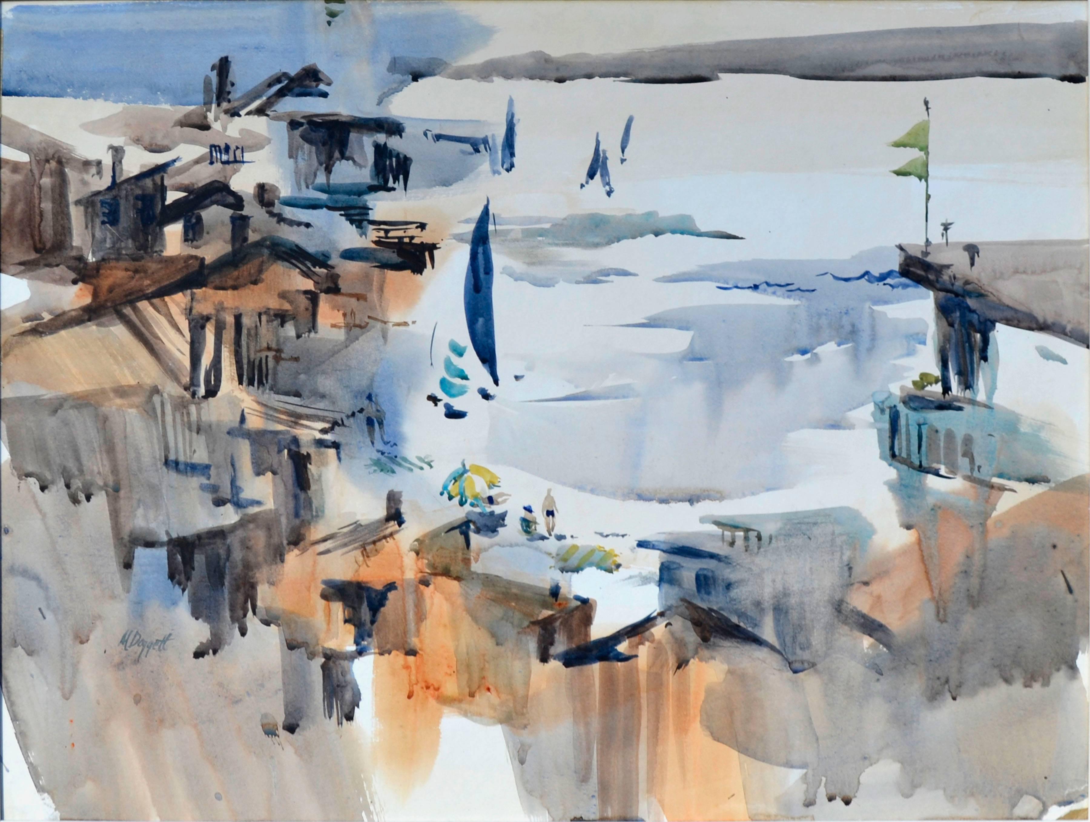  Mid Century Bay Area Abstracted Landscape -- City Beach San Francisco - Art by Noel Daggett