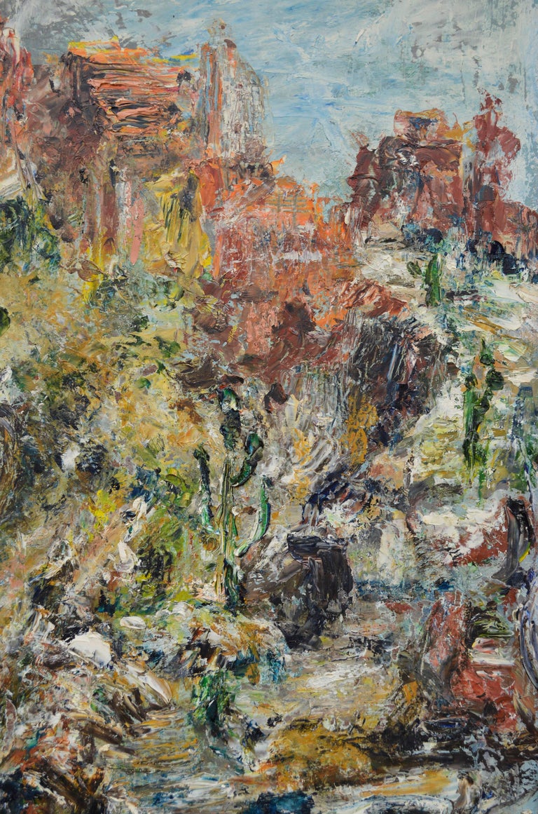 Unknown - Sedona Red Bluffs and Seguaro Cactus Abstract ...