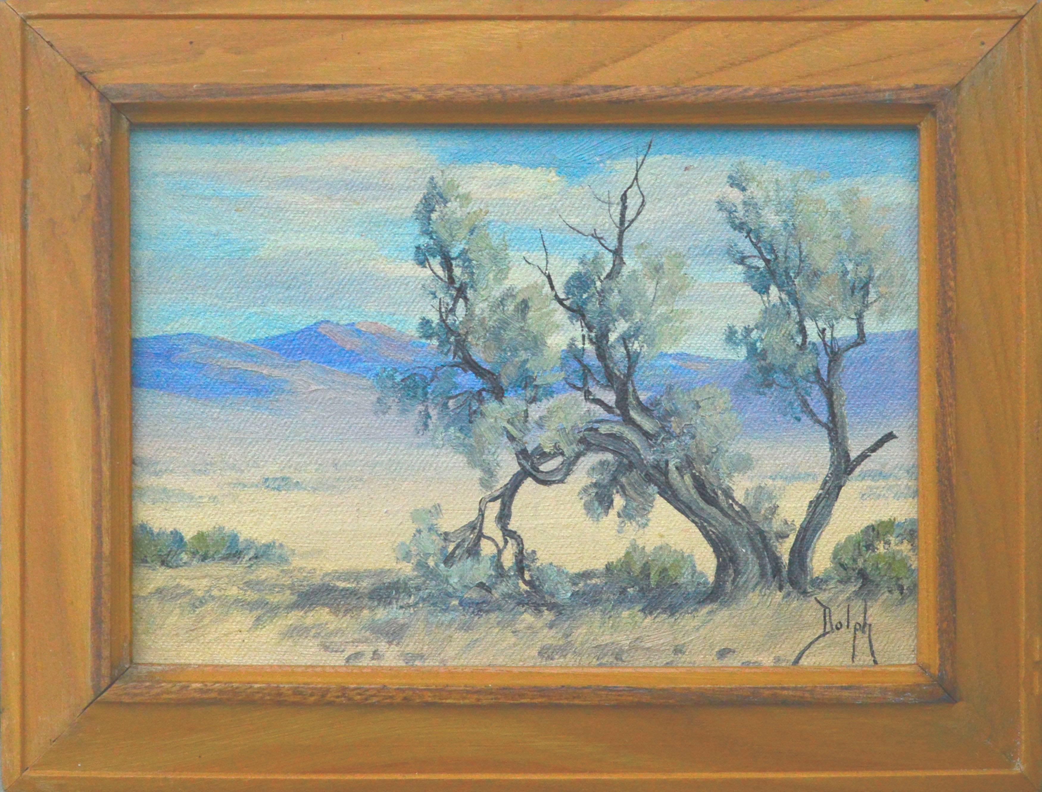 Marie Dorothy Dolph Landscape Painting - Mid Century Palm Springs Smoke Tree Desert Landscape 