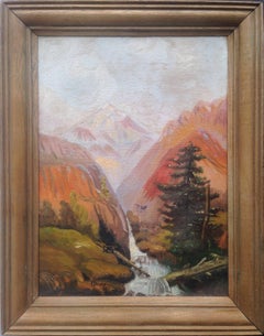 Early 20th Century Landscape Bear and Eagle 
