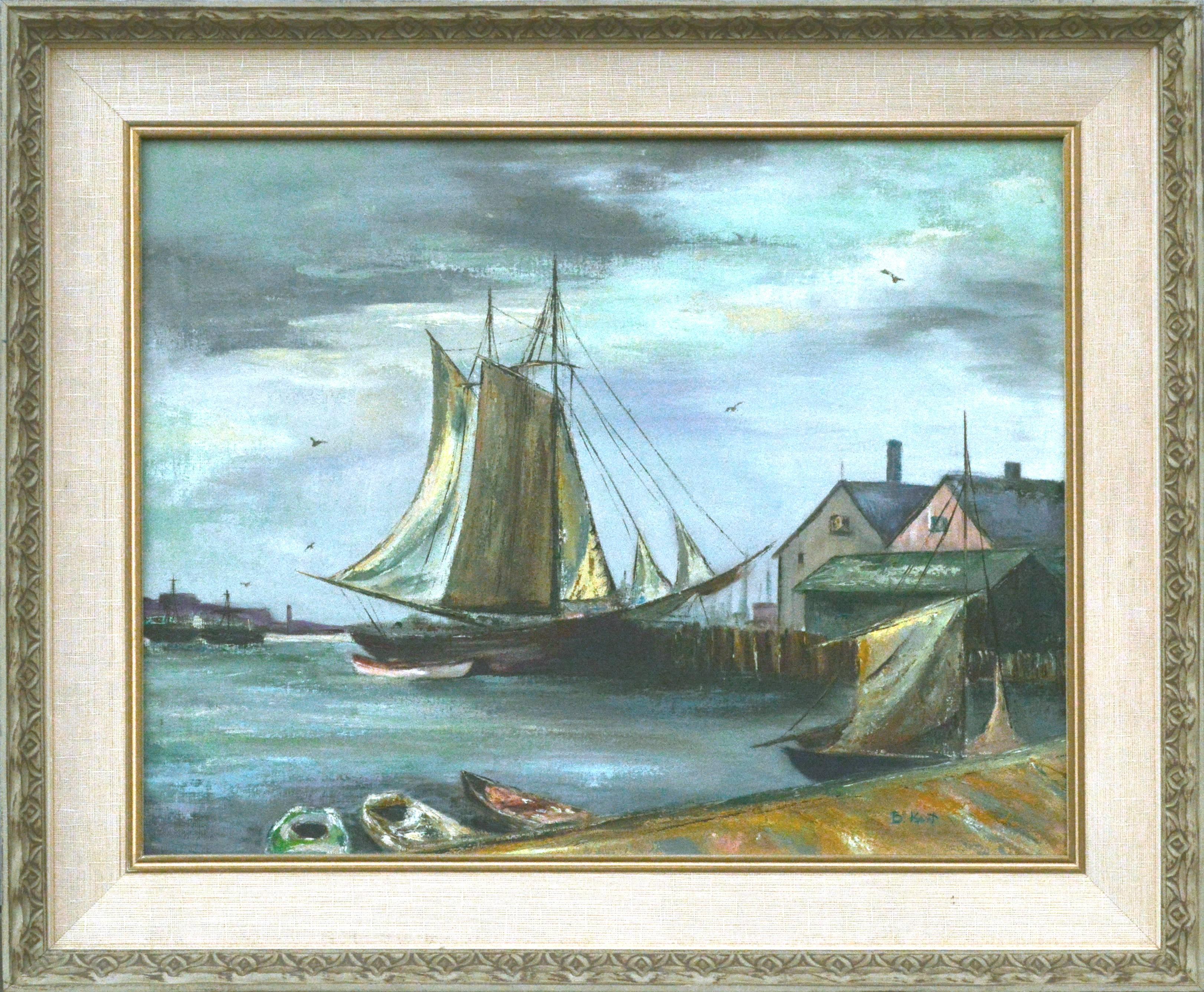 Elizabeth Gregory Kent Landscape Painting - Full Sail - San Francisco Harbor Maritime Seascape 