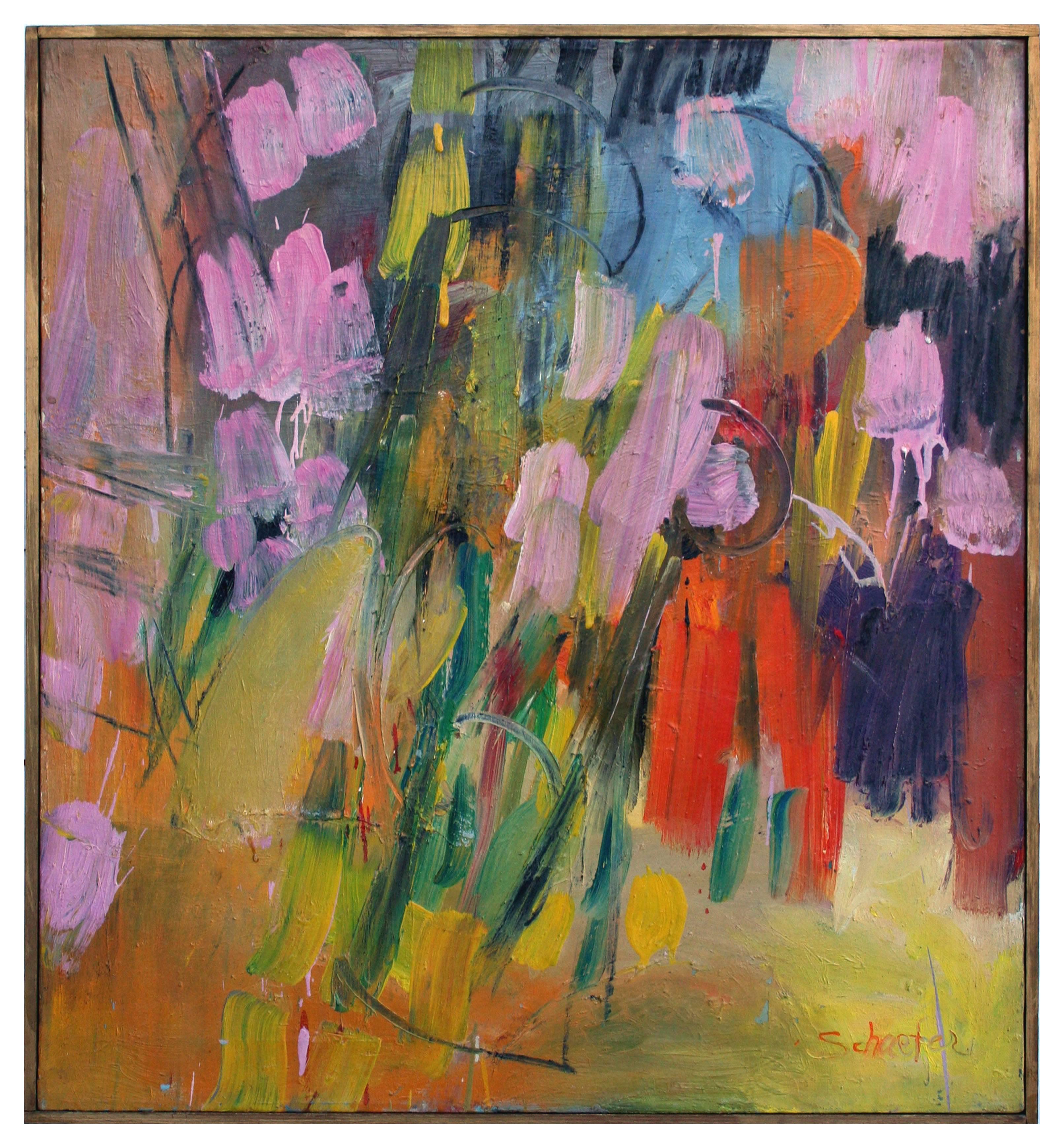 Marilyn L. Schaefer Abstract Painting - Composition with Pink and Orange, Cranbrook