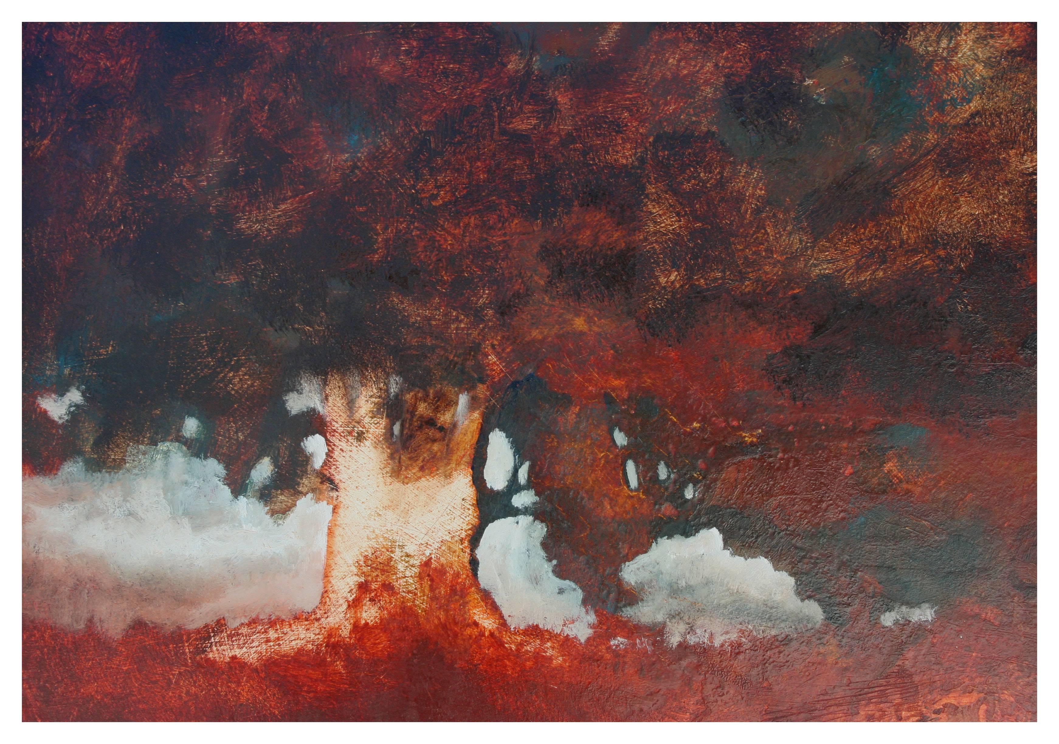 Spreading Oak Tree Landscape - Painting by Robert Buckland