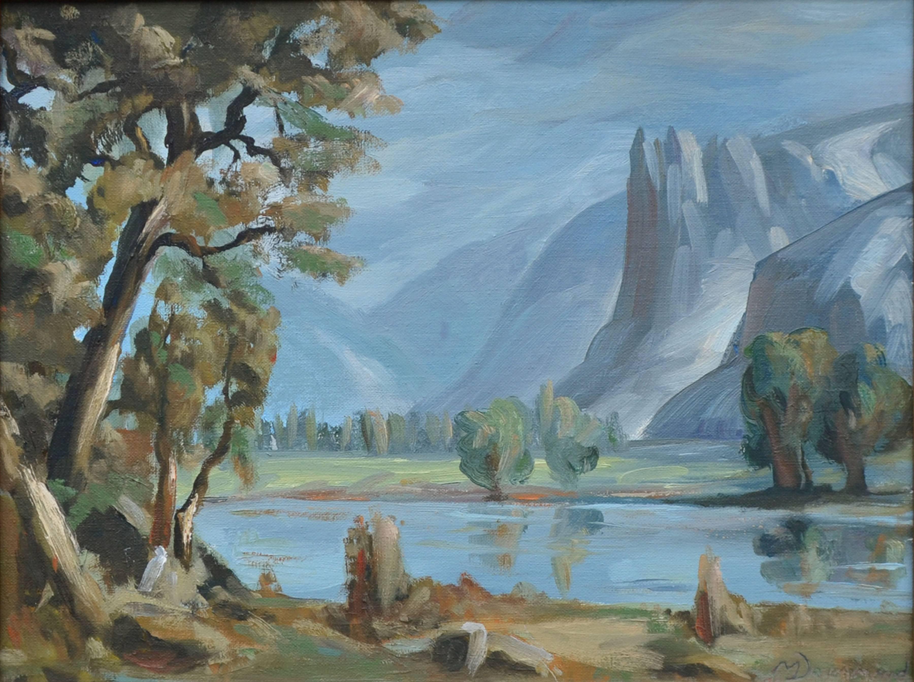 Yosemite Valley Before the Storm Landscape  - Painting by M. Drummond
