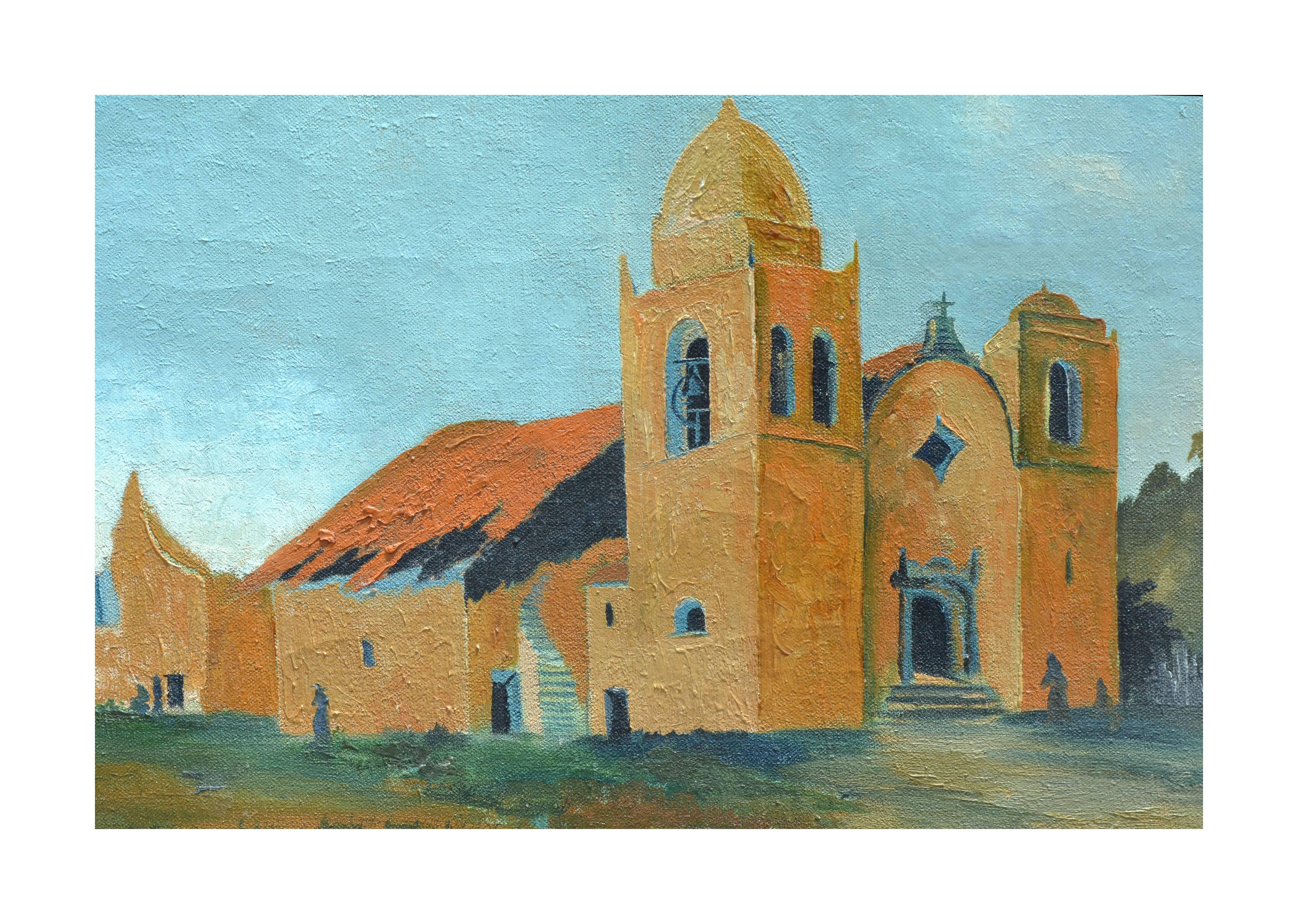 Paesaggio della missione di Carmel dei primi del Novecento - Painting di Unknown