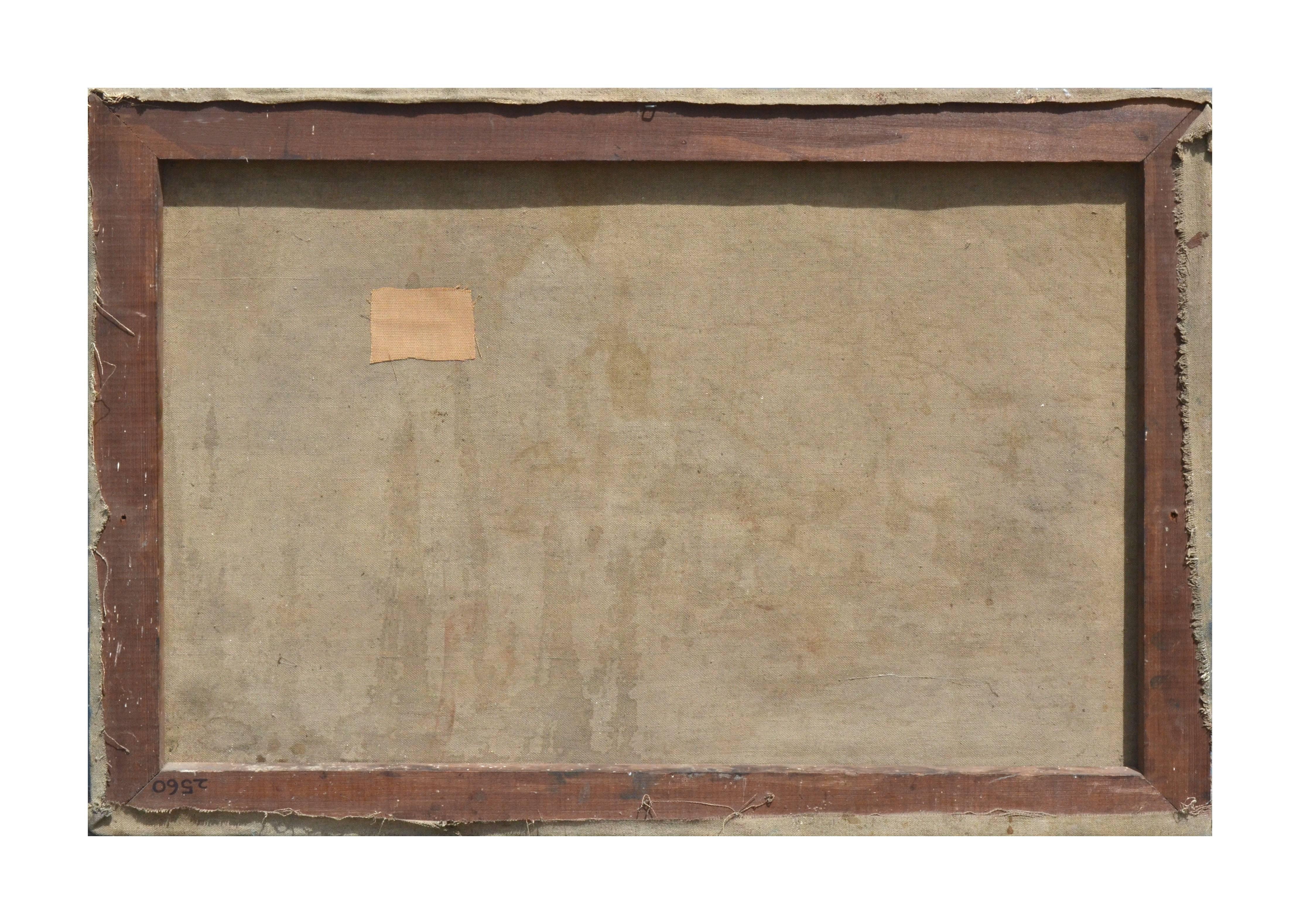 Paesaggio della missione di Carmel dei primi del Novecento - Landscape Painting Grigio di Unknown