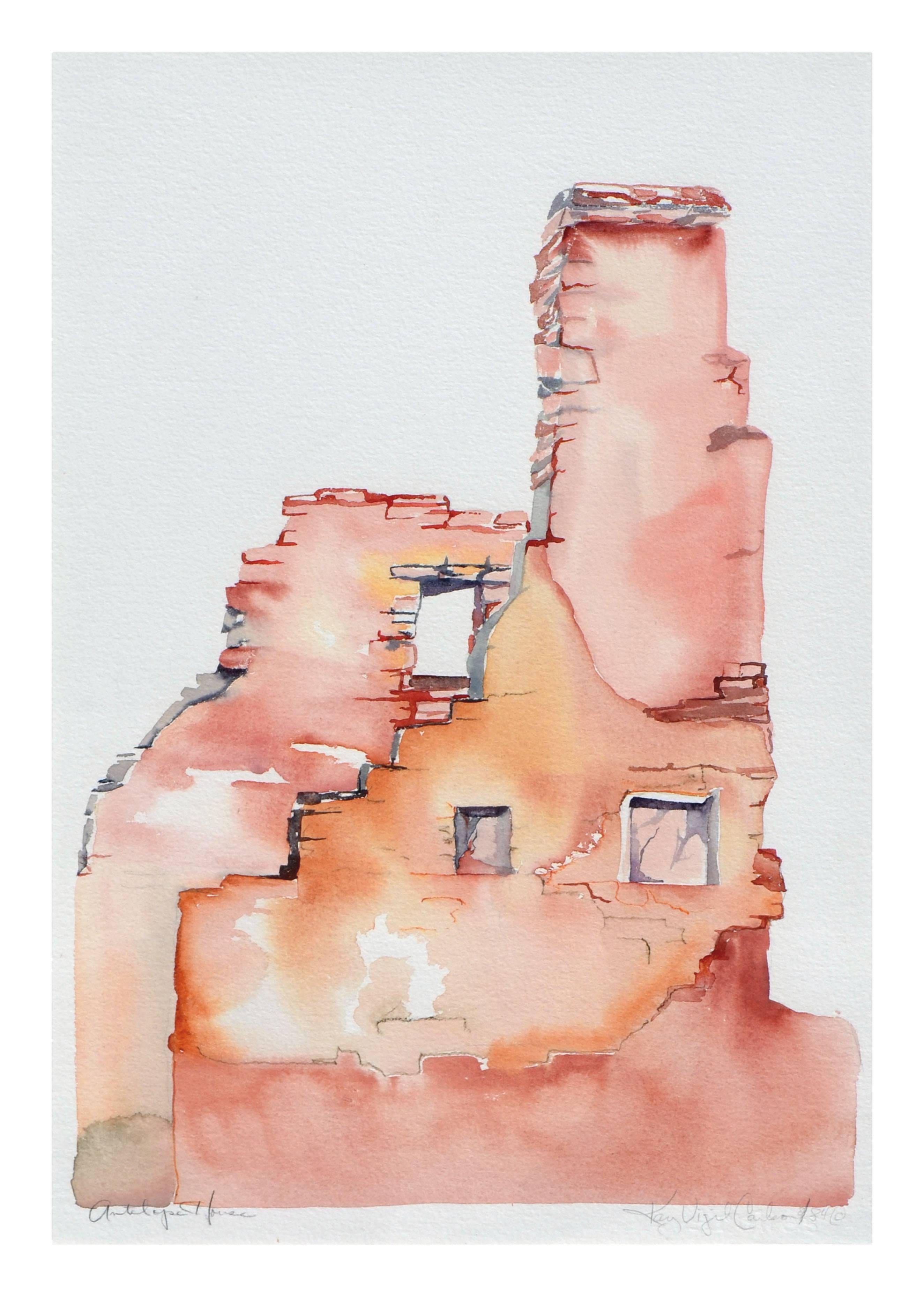 Paysage de la maison antérieure - Impressionnisme américain Painting par Kay Vigil Carlson