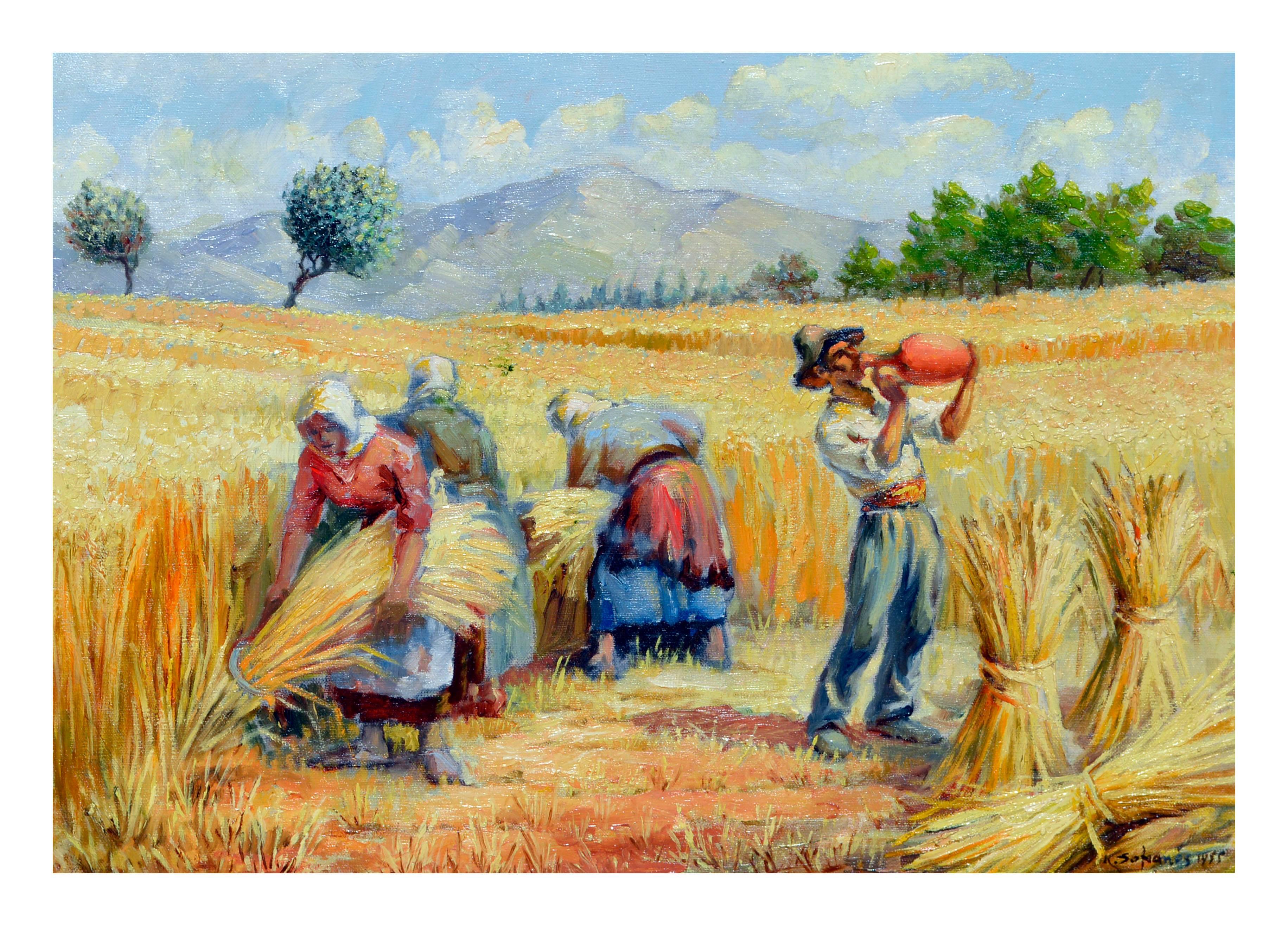 Wheat Fields - Painting by Konstantinos Sofianopoulos