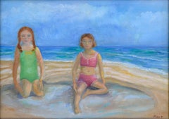 Two Girls on the Beach - Figurative Landscape