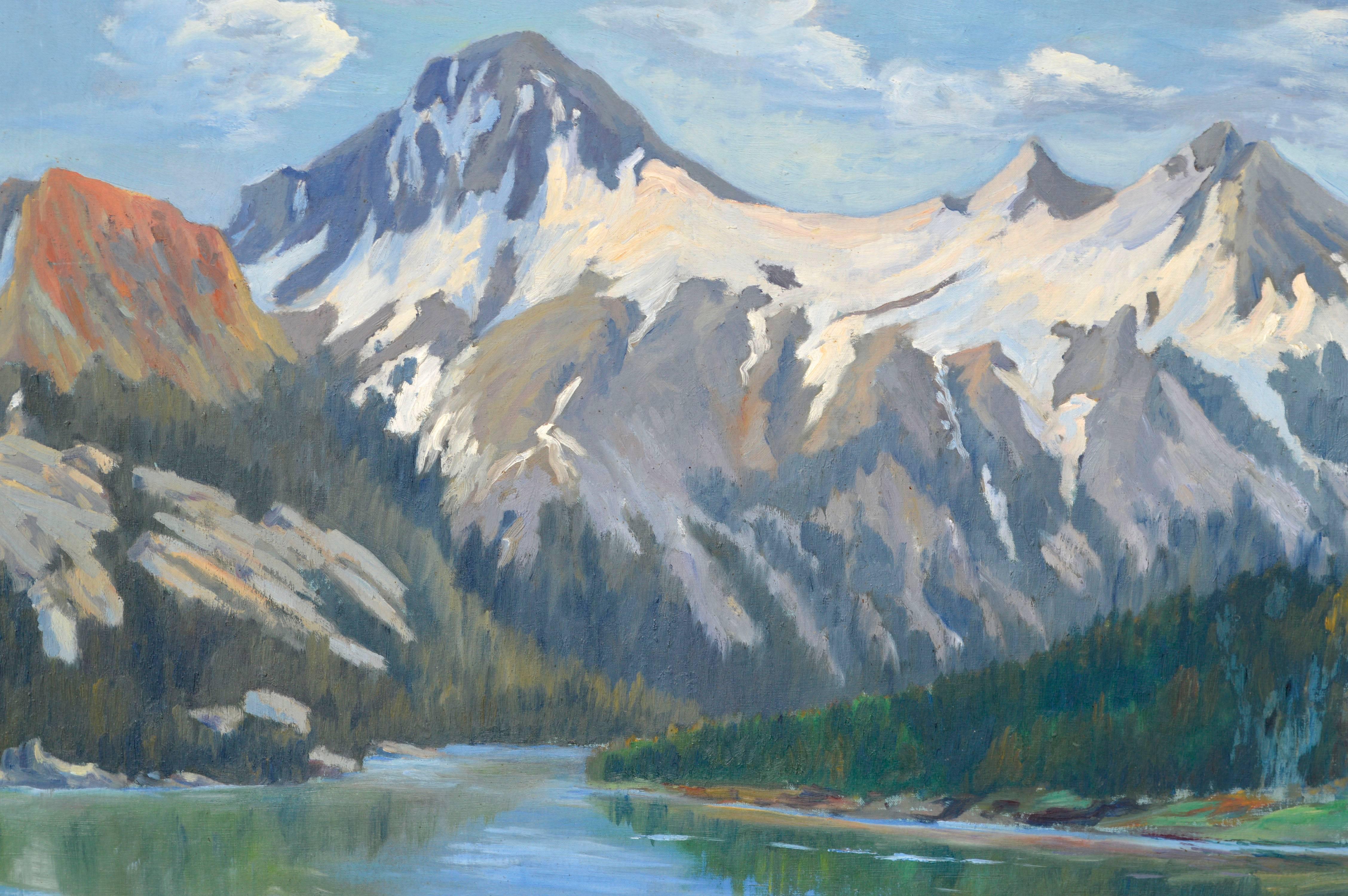 Anfang des 20. Jahrhunderts Sierra Mountain's Mt. Raymond, Kalifornien Landschaft (Amerikanischer Impressionismus), Painting, von Margaret E. Rogers