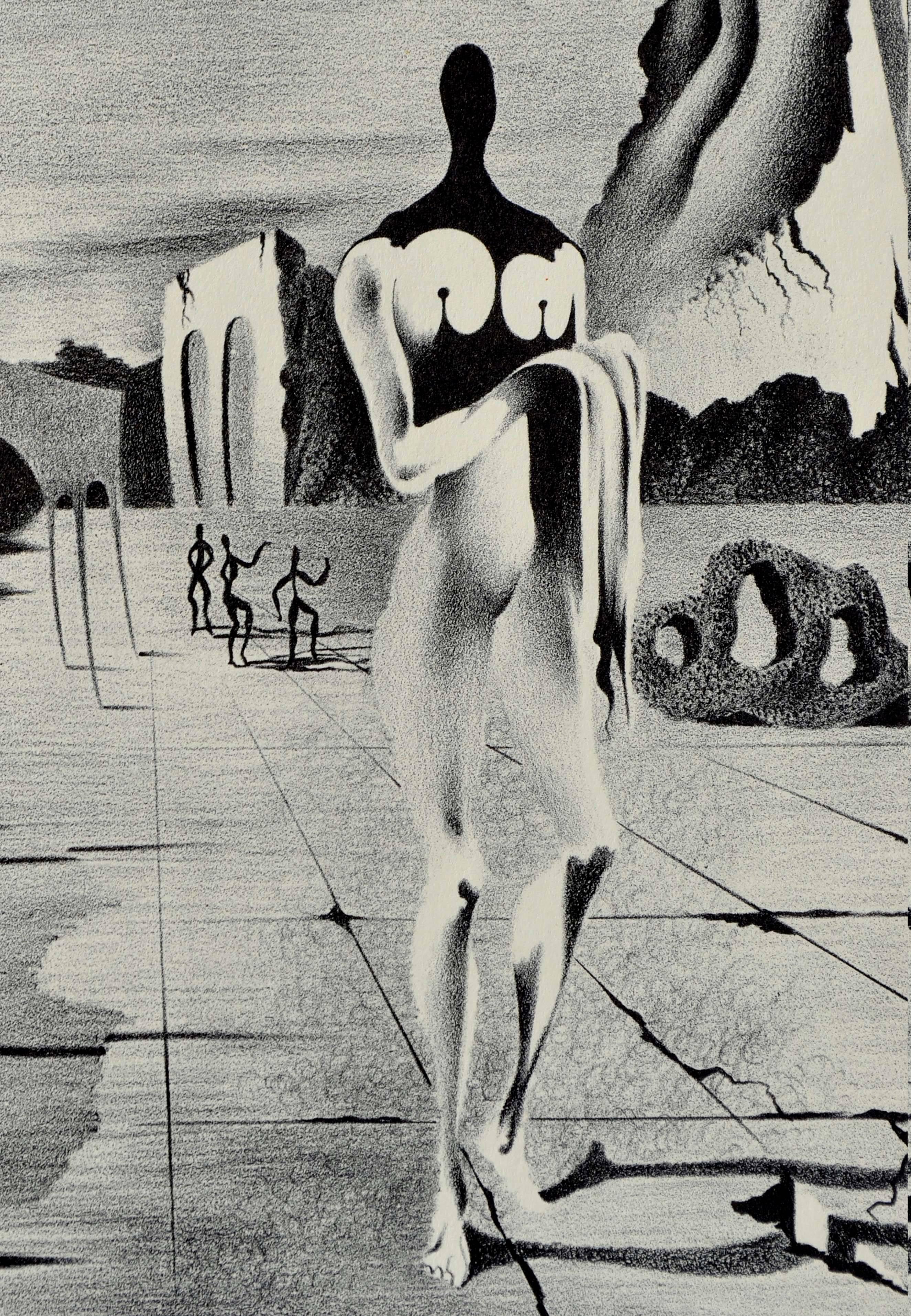 Surreal Figurative Futurescape - Abstract Expressionist Print by Raymond Edwin Brose