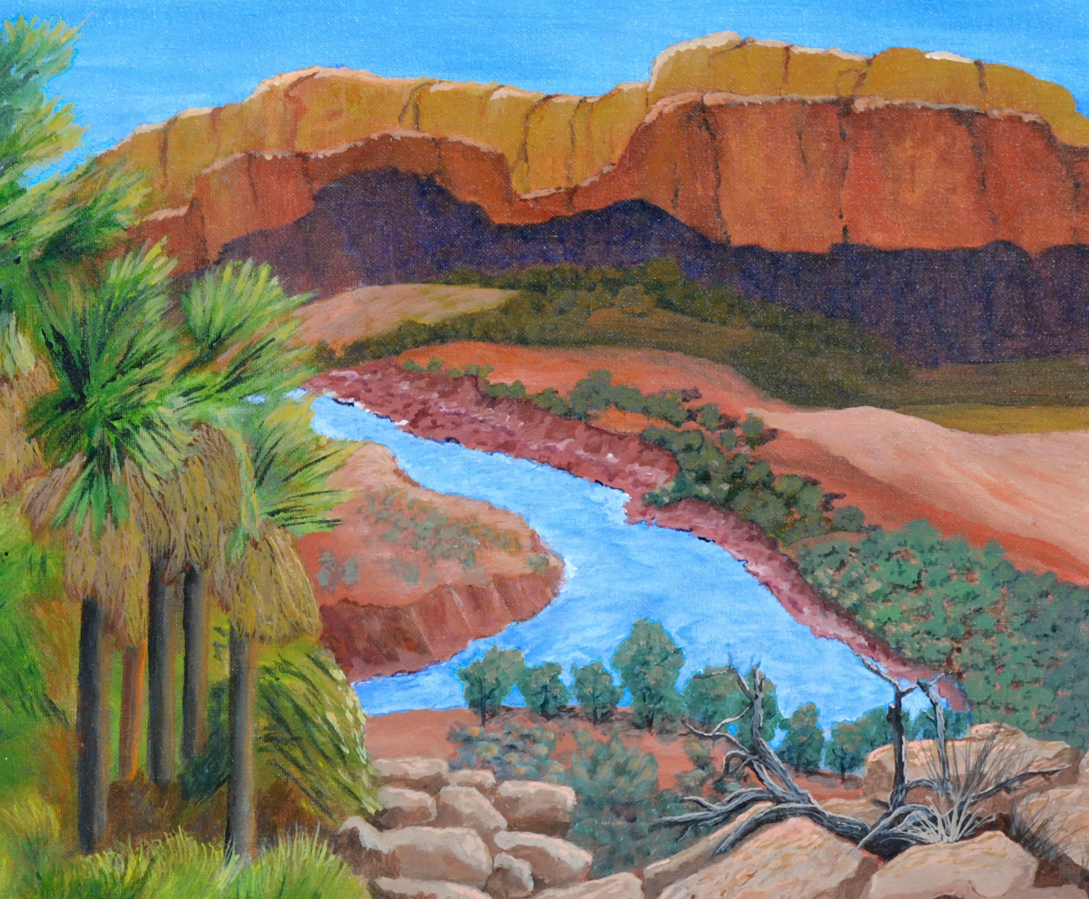 Canyon und Fluss - Wüstenlandschaft  – Painting von Clementine Cote