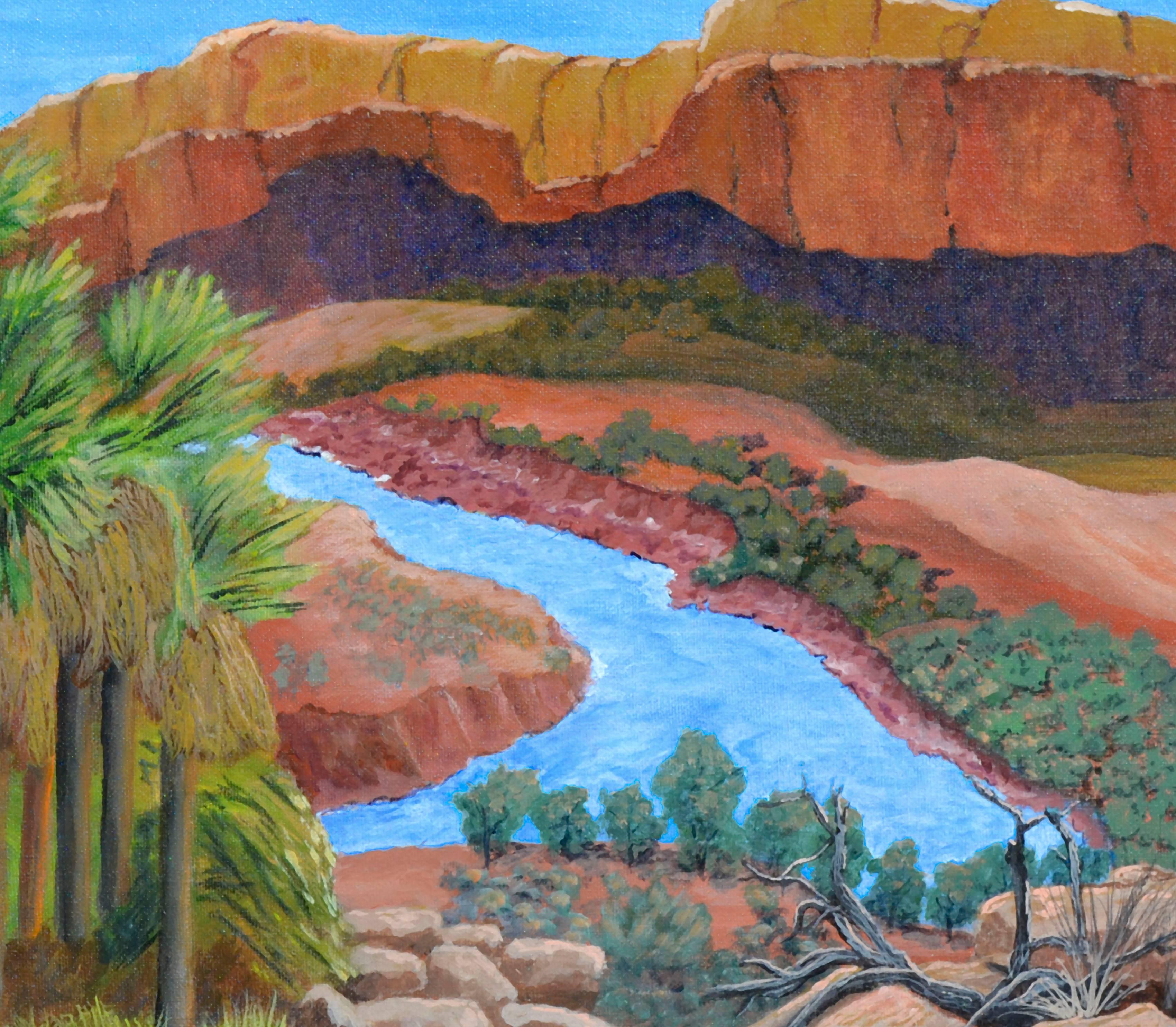 Canyon et rivière - Paysage du désert  - Impressionnisme américain Painting par Clementine Cote