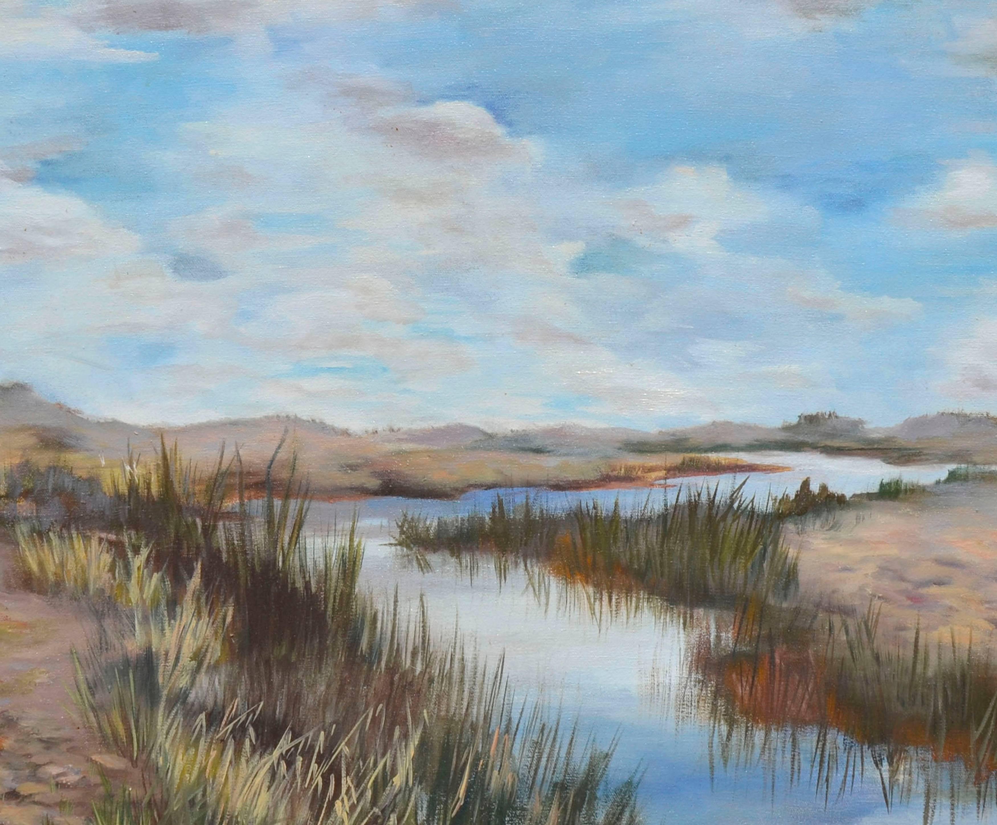 Paysage de la côte est, Californie  - Impressionnisme américain Painting par  Mildred Vejtasa Fenner 