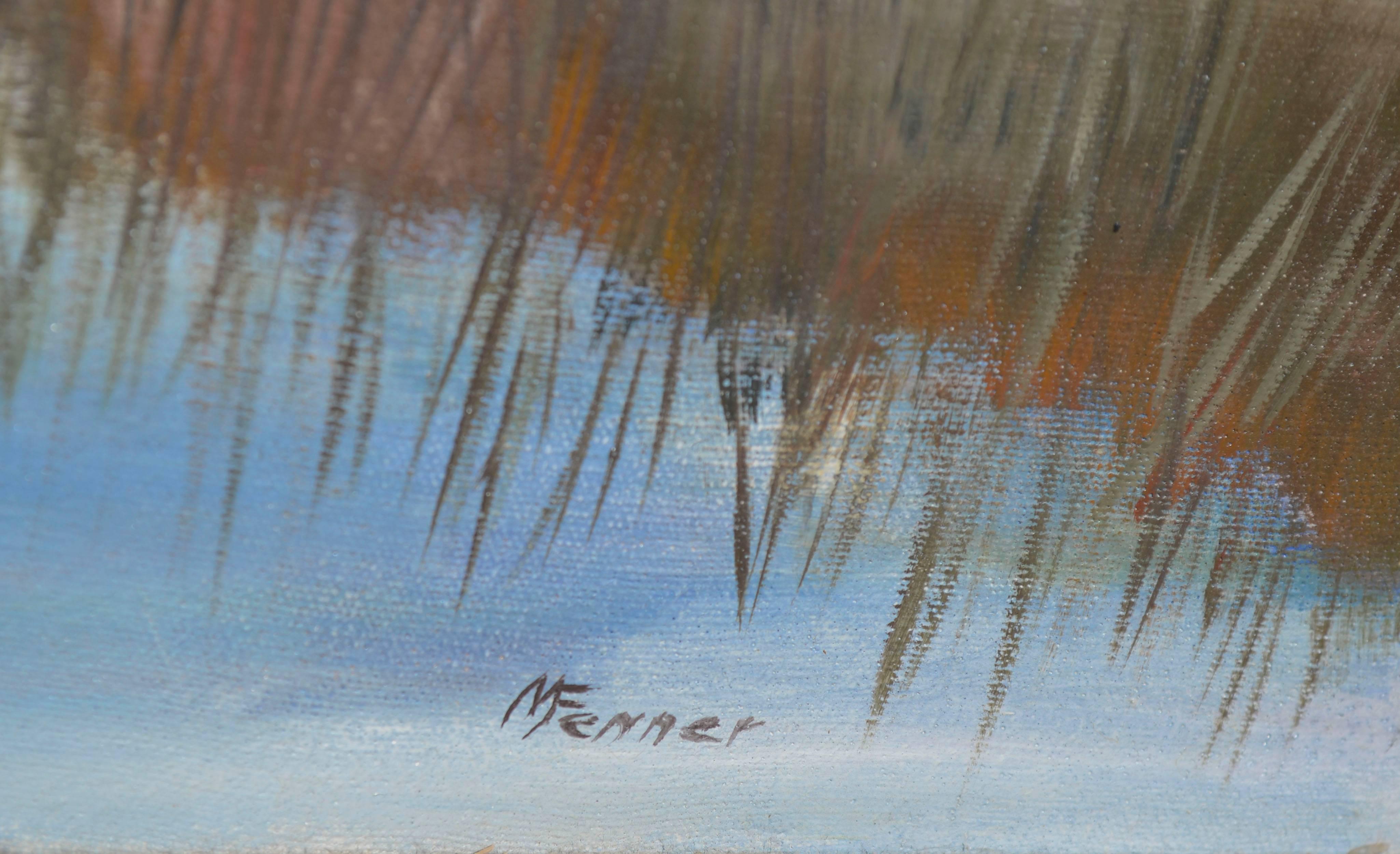 Paysage côtier de Californie - Gris Landscape Painting par  Mildred Vejtasa Fenner 