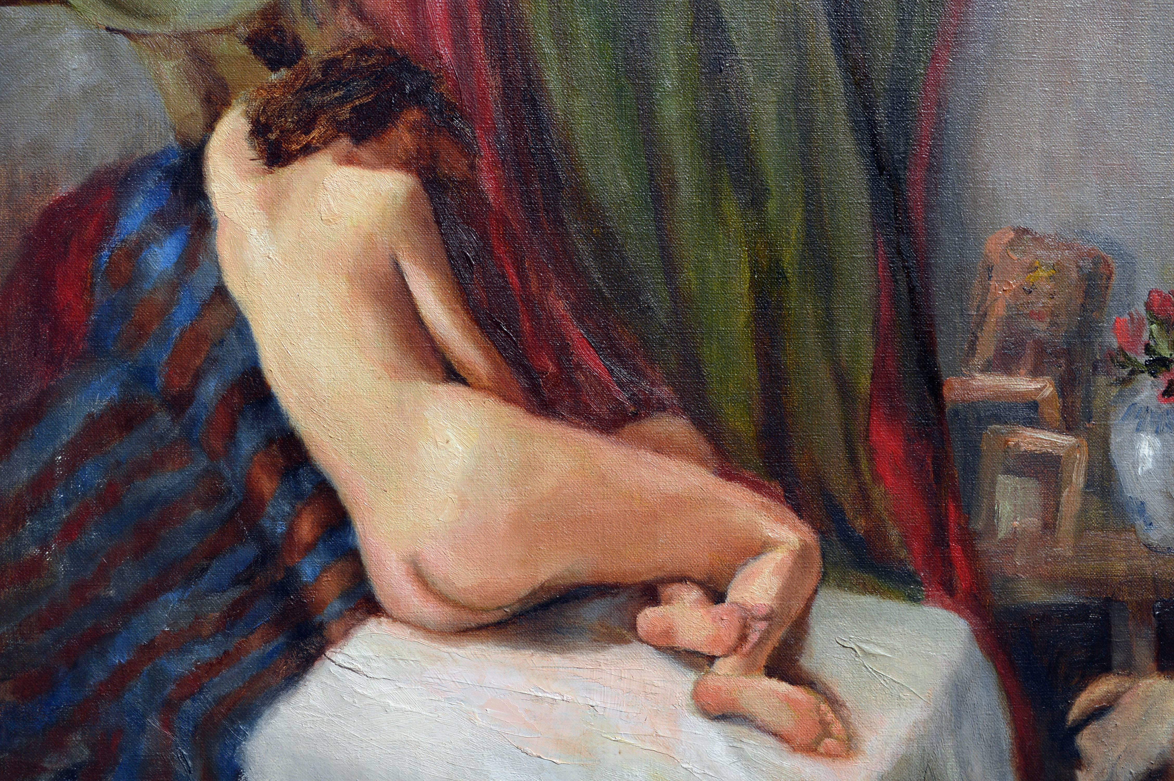 Reclining Nude Figure  - Painting by David Hunt