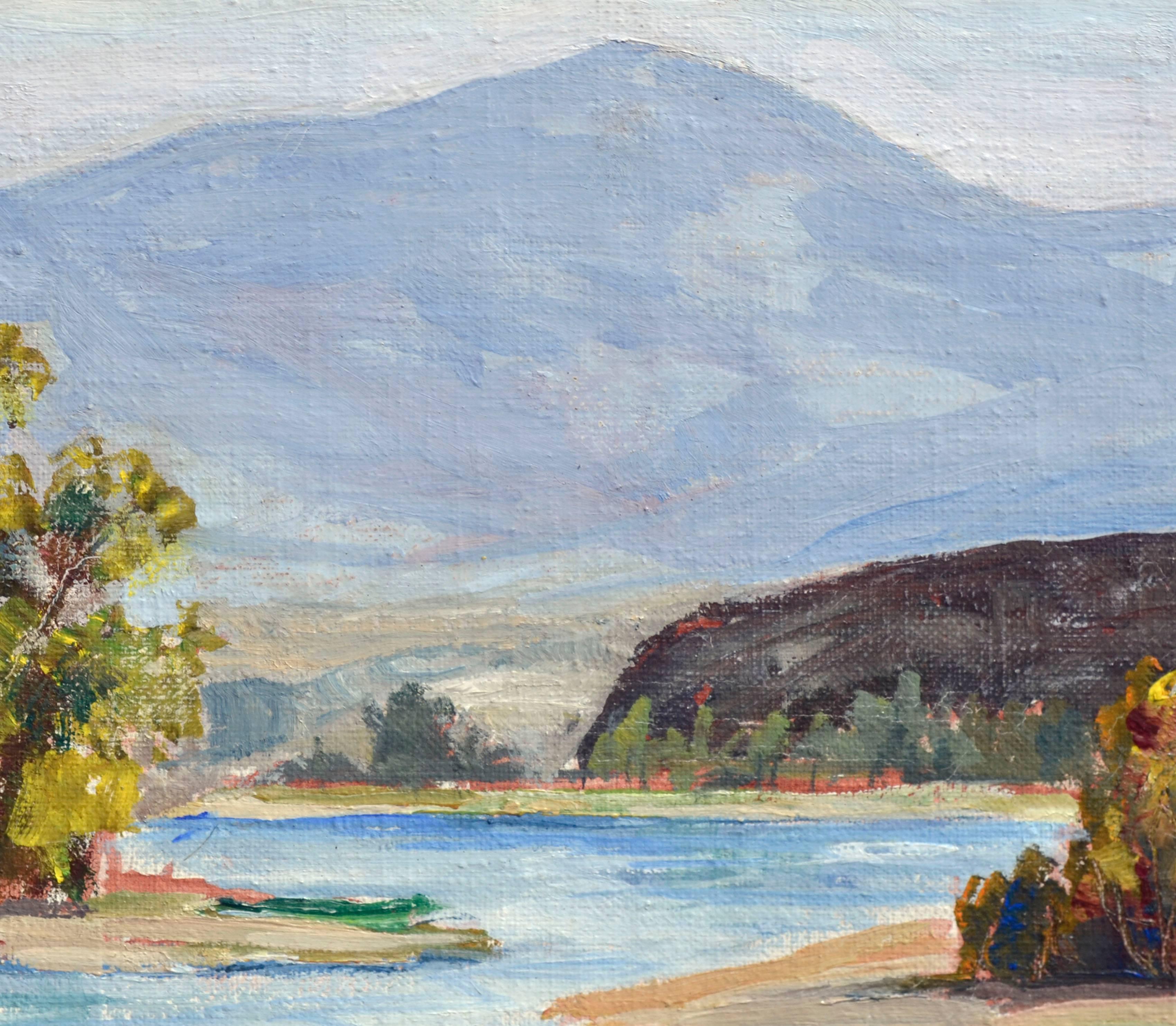 Paysage californien de petite taille Quiet Stream, paysage du milieu du siècle dernier, 1937  - Impressionnisme américain Painting par Dalzell Hatfield