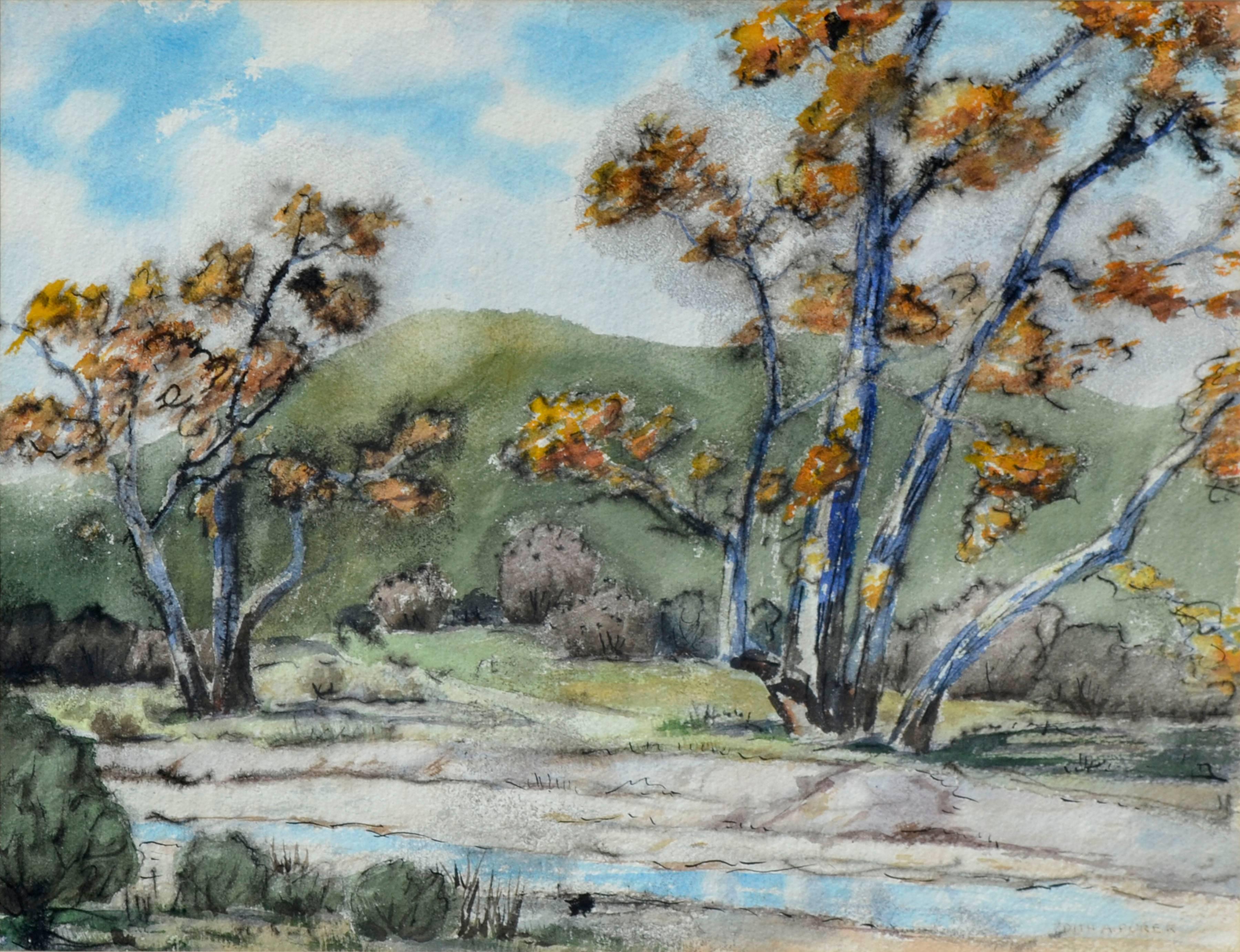 Mid Century Southern California Landscape - Painting by Edith Abigail Purer
