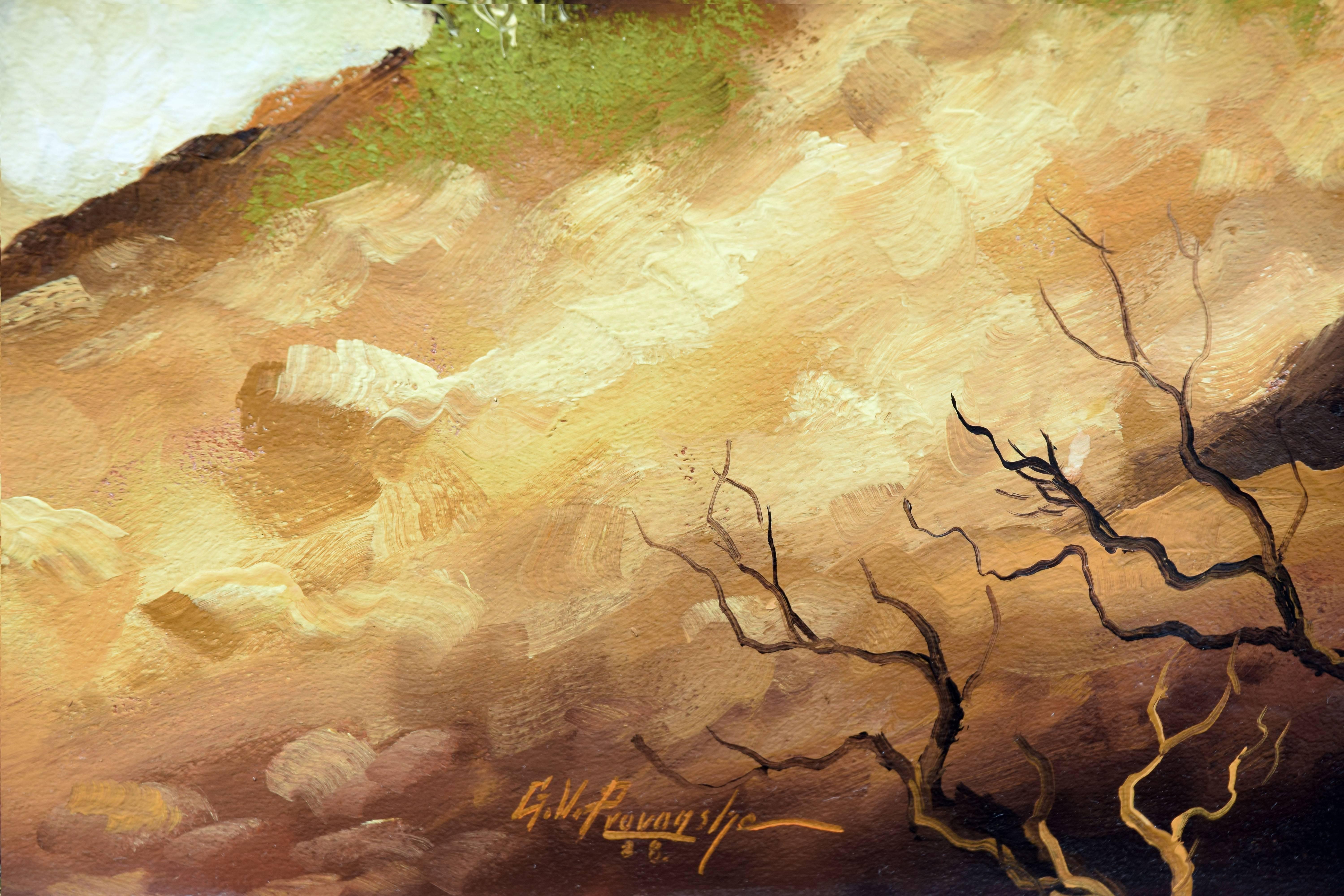 Colorado Sunrise by Gordon Provonsha - Brown Landscape Painting by Gordon Victor Provonsha