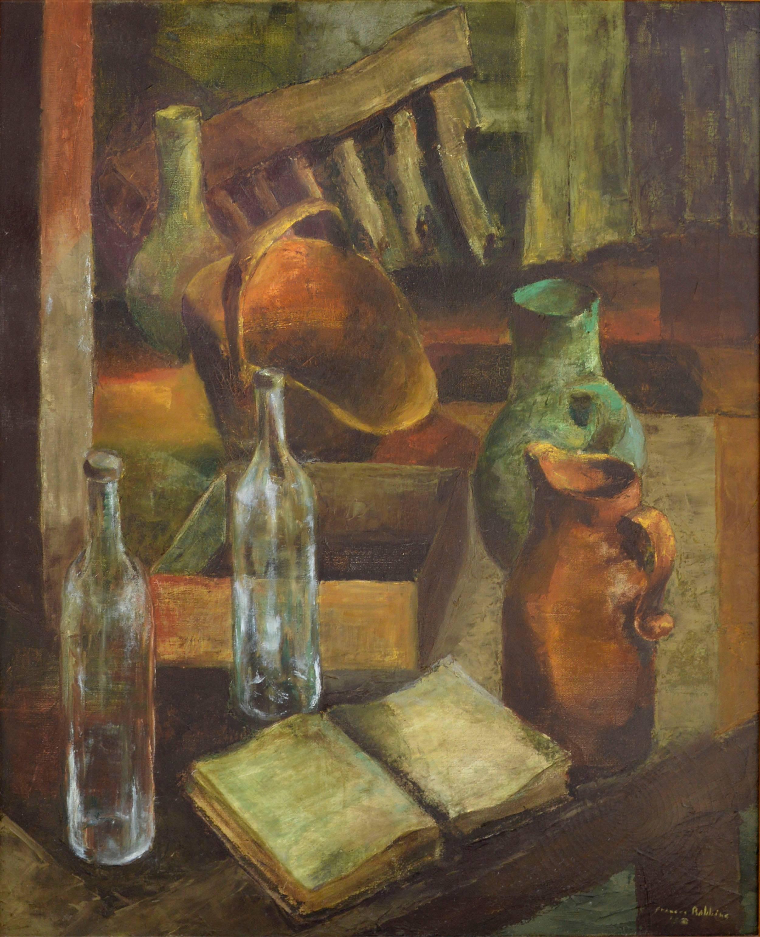 Mid Century Kitchen Still Life - Painting by Frances Robbins