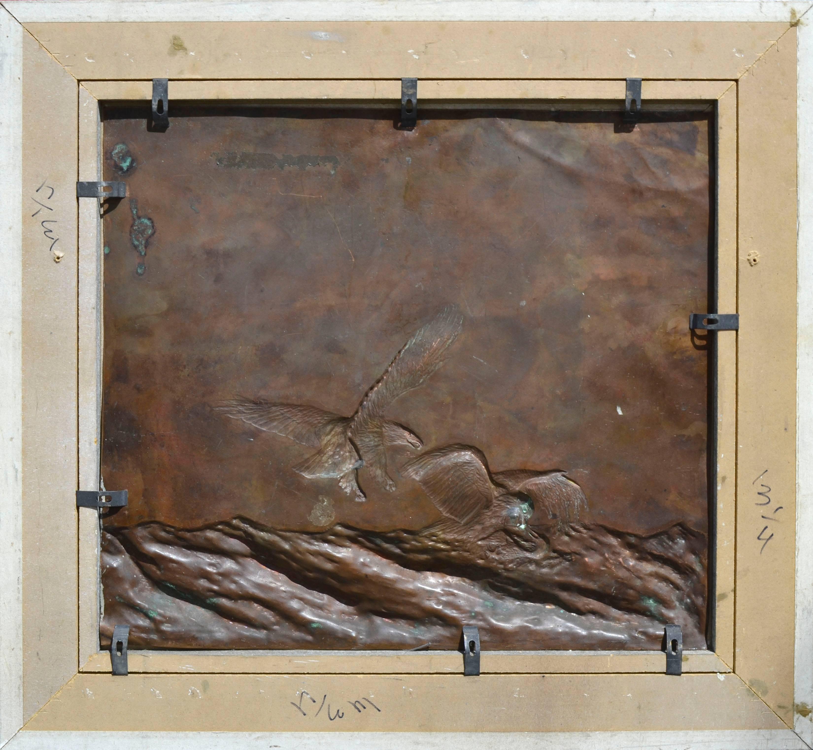 Birds of Prey; Early 20th Century Copper Relief Sculpture  1