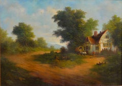 1940s English Country Cottage Landscape