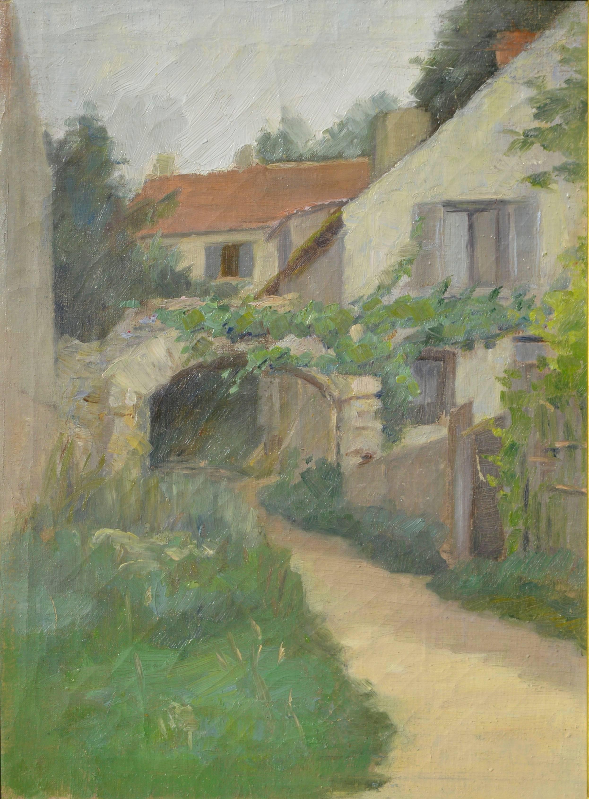 Turn of the Century Auxerres, France Landscape -- Old Roman Well  - Painting by Clara Elizabeth Sackett