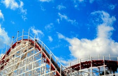 ""Roller Coaster with Palms 1" - Photographie couleur d'un plancher de plage de Santa Cruz