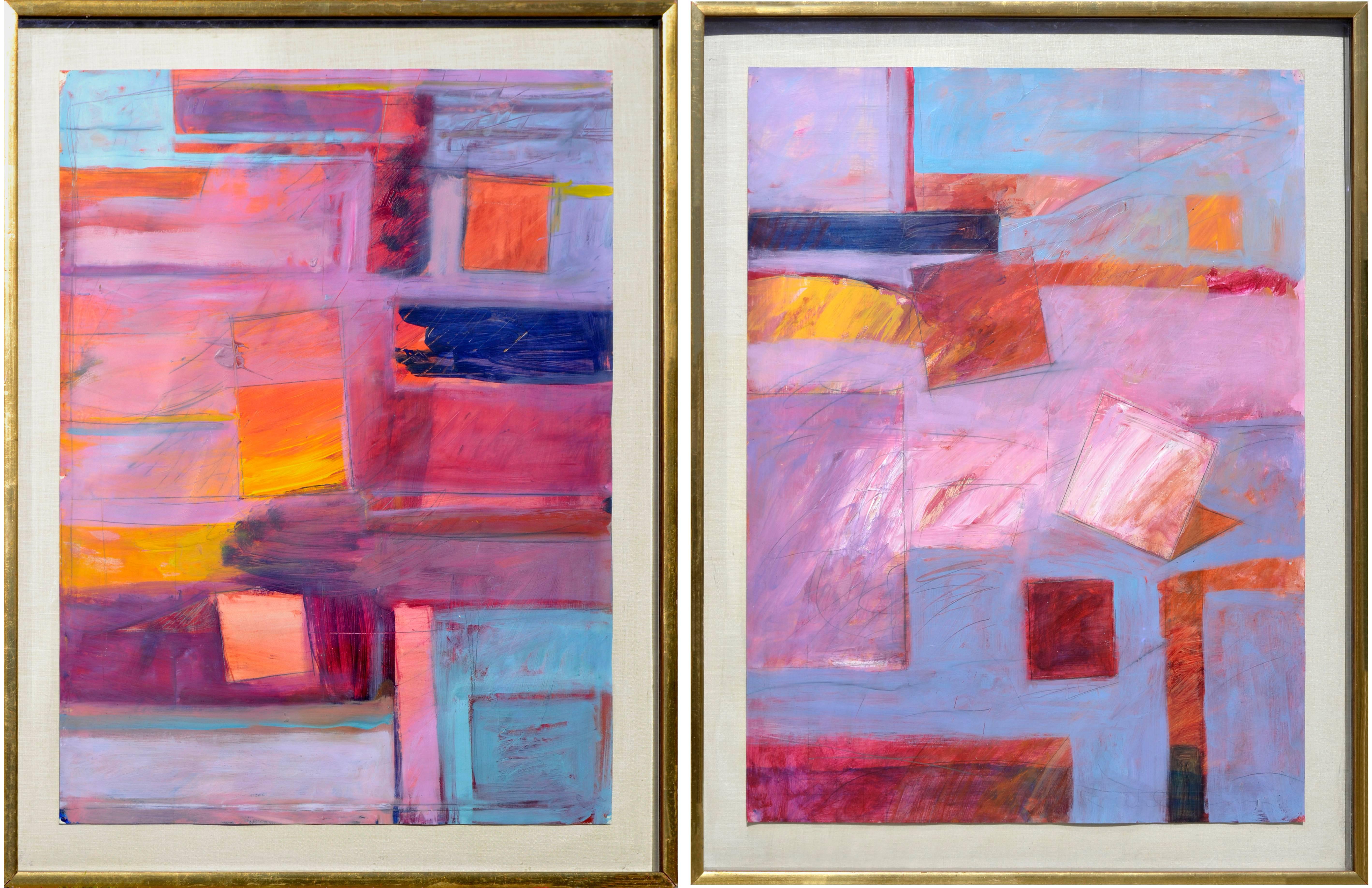 Two Sunset Geometric San Francisco Bay Area Abstracts - A pair 
