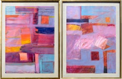 Vintage Two Sunset Geometric San Francisco Bay Area Abstracts - A pair 