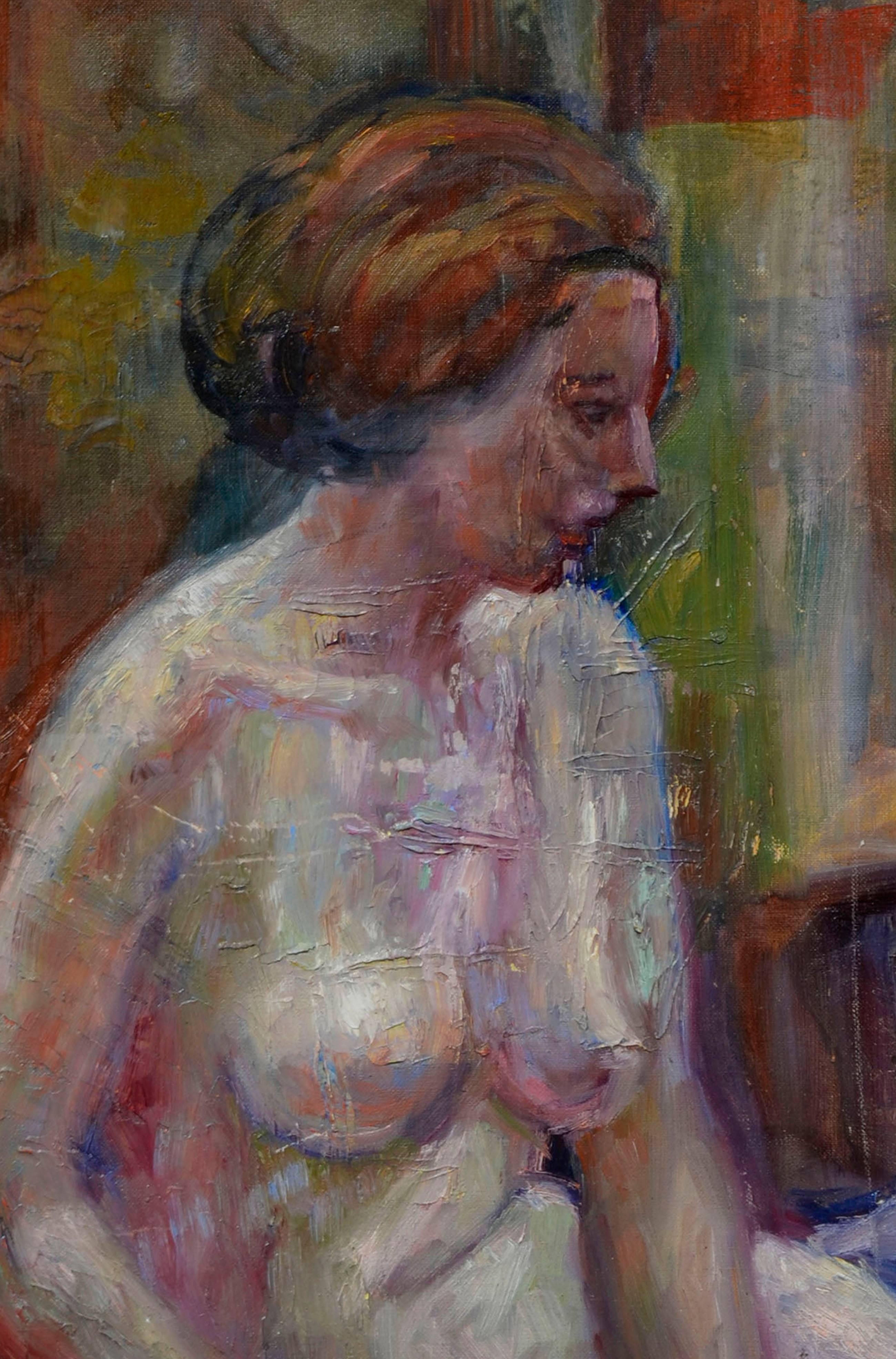 Figurativo desnudo sentado de mediados de siglo - Painting moderno estadounidense de Elmer Albritton