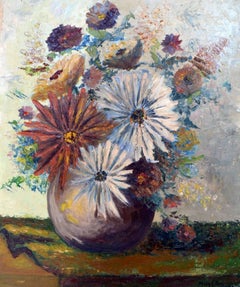 Mid Century Chrysanthemum Bouquet Still Life