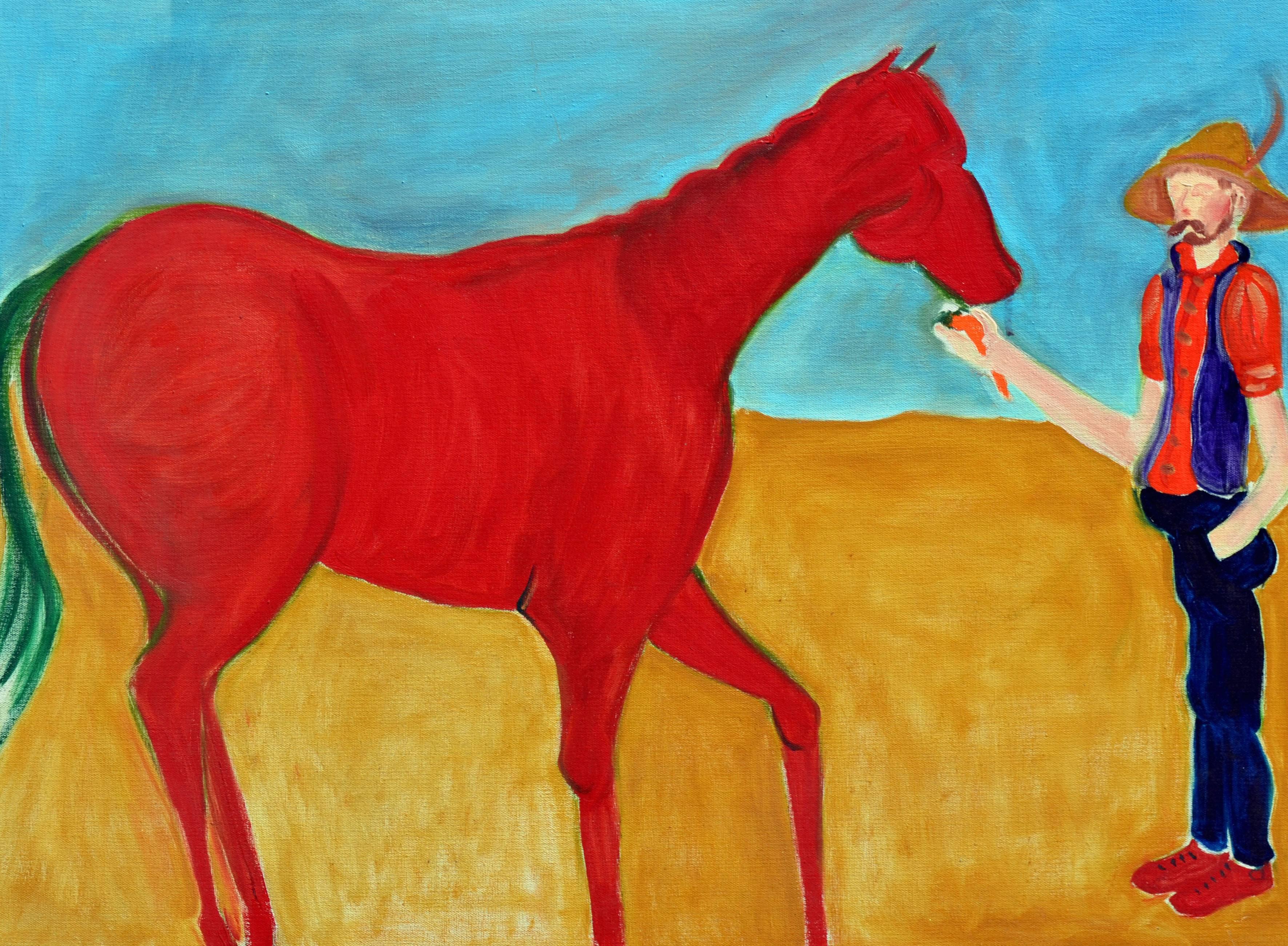 Red Horse & Cowboy by Molly Brubaker - Painting by Molly E. Brubaker