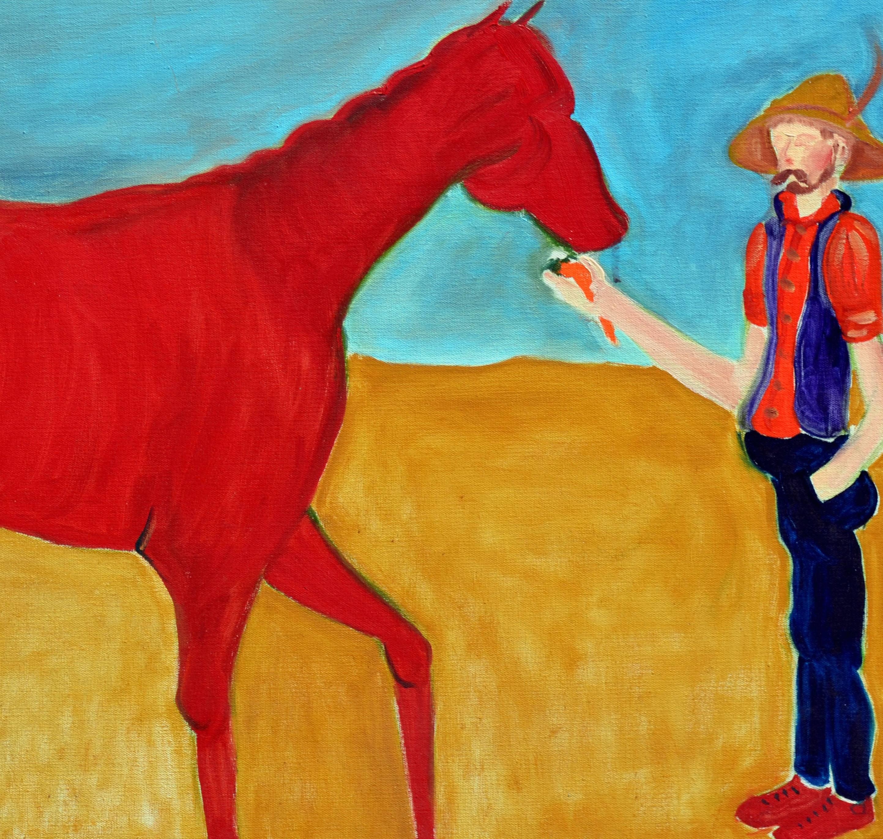 Red Horse & Cowboy by Molly Brubaker - Expressionist Painting by Molly E. Brubaker