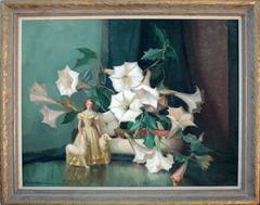 Beautiful Figure with Her Dogs Amid Lilies 3