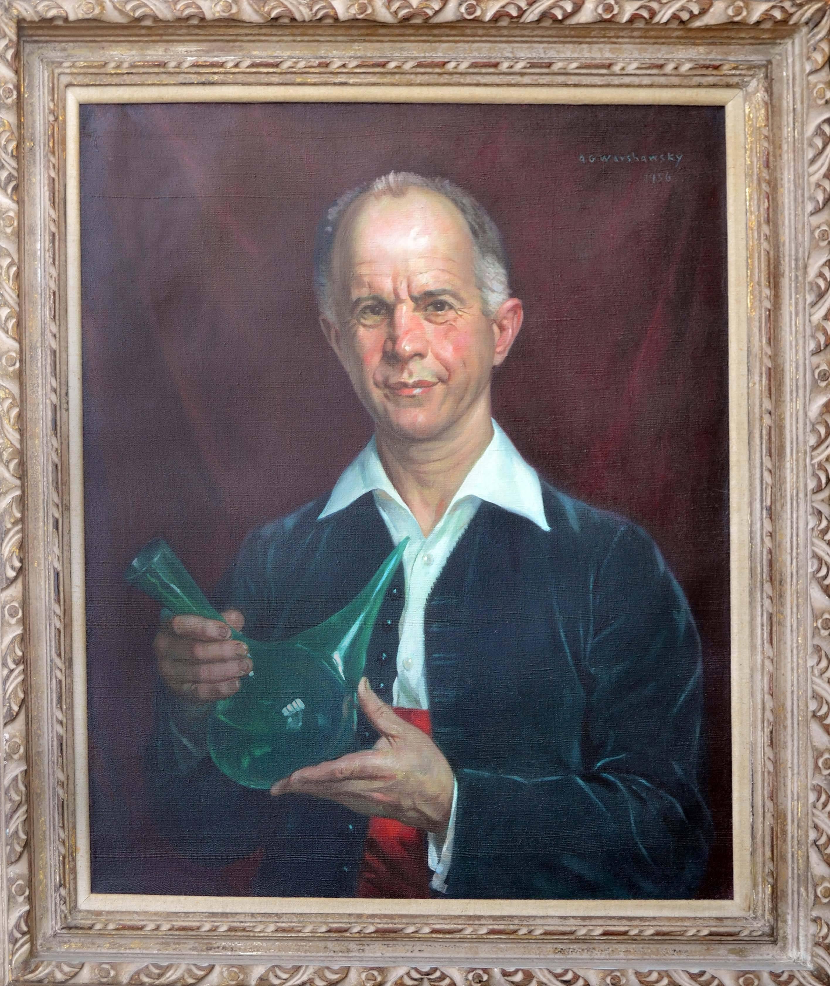 Portrait Painting di Abel Warshawsky - Ritratto di metà secolo dell'enologo Claude Wolf