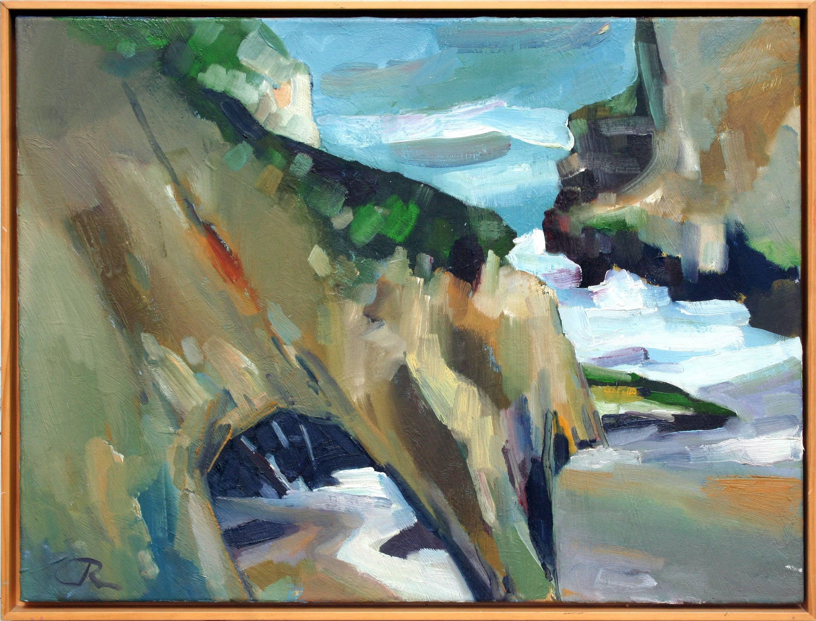 John Crawford Landscape Painting – Sea Cave-Landschaft, Expressionistische Seelandschaft