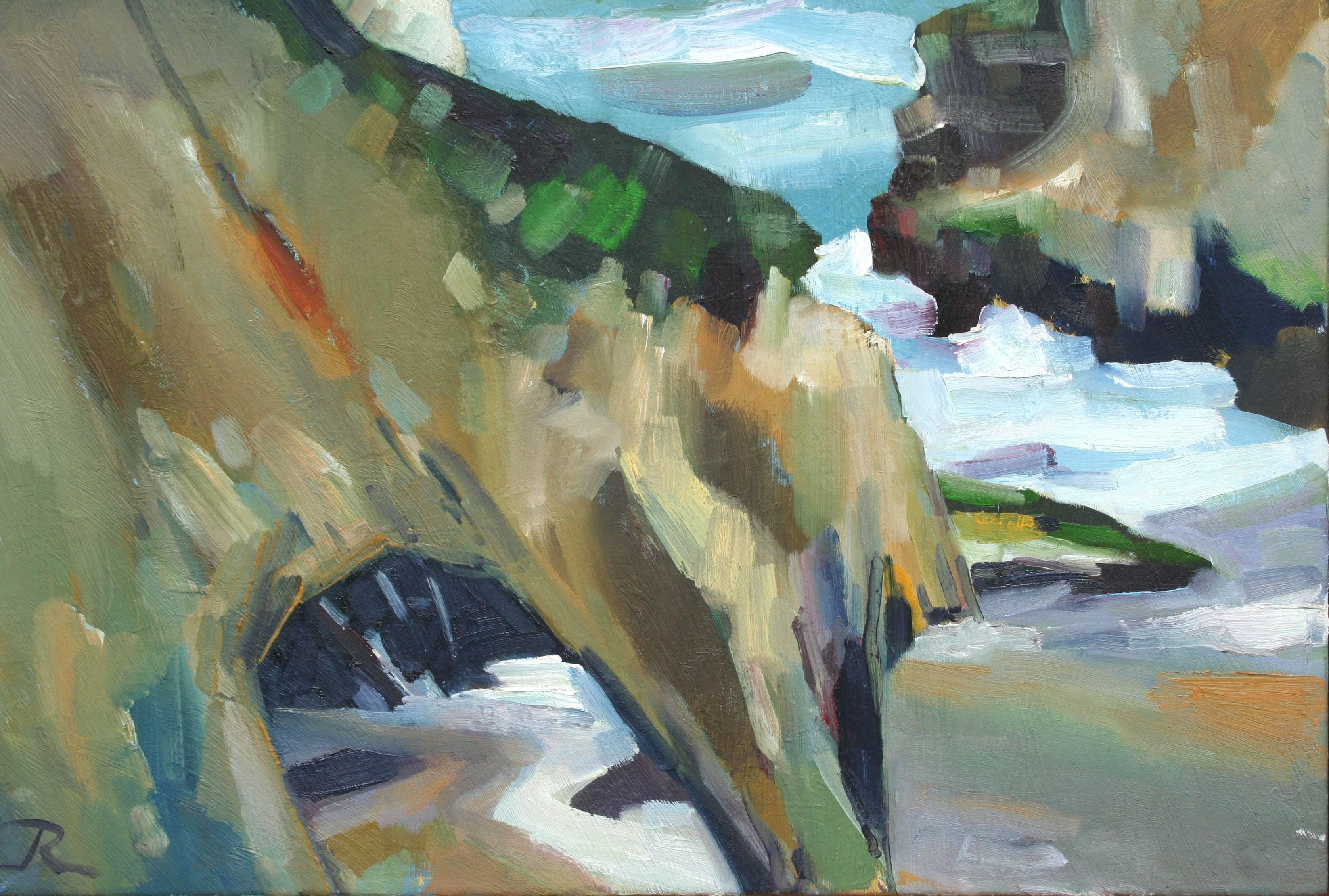 Sea Cave-Landschaft, Expressionistische Seelandschaft (Abstrakter Impressionismus), Painting, von John Crawford