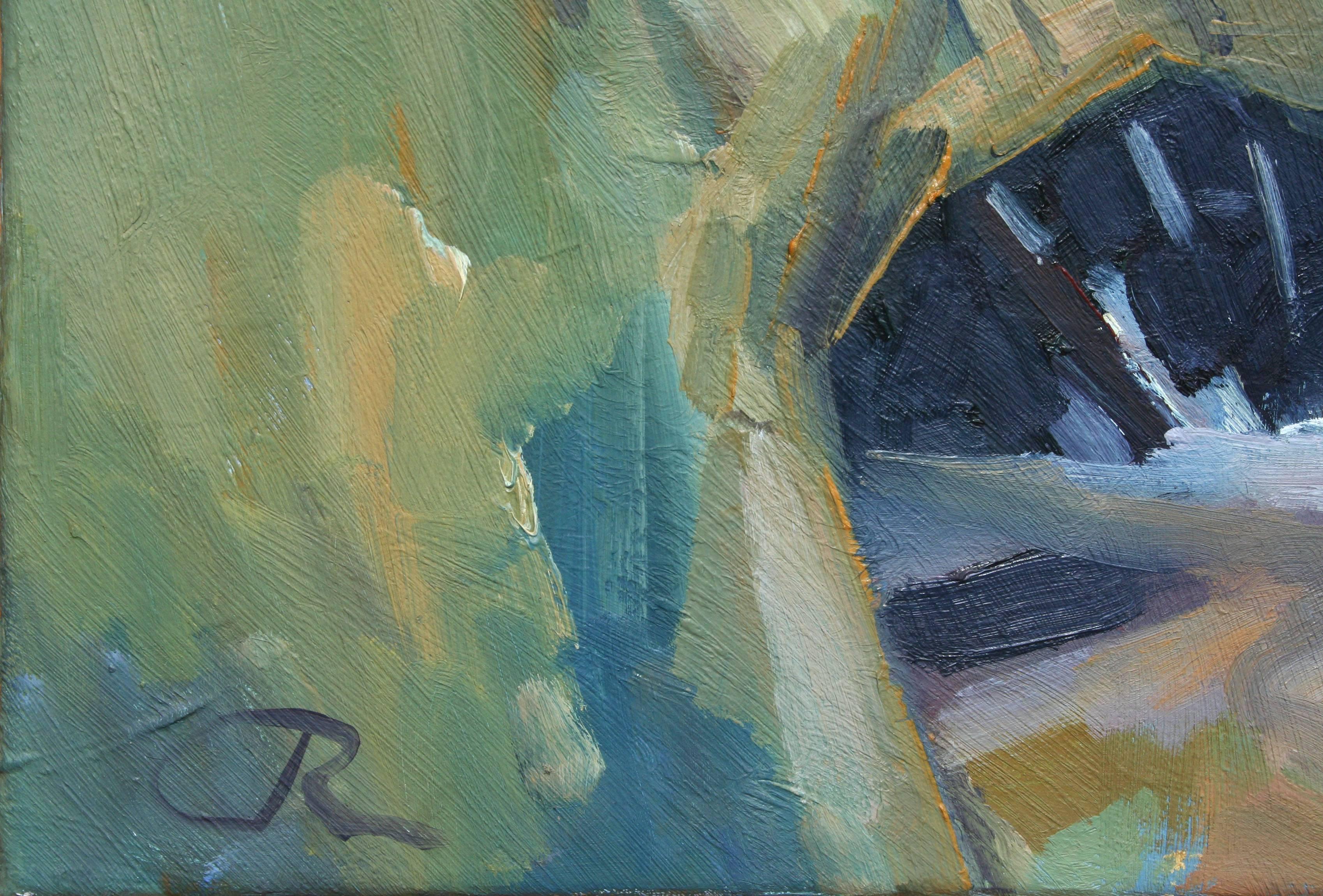 Sea Cave-Landschaft, Expressionistische Seelandschaft (Grau), Landscape Painting, von John Crawford