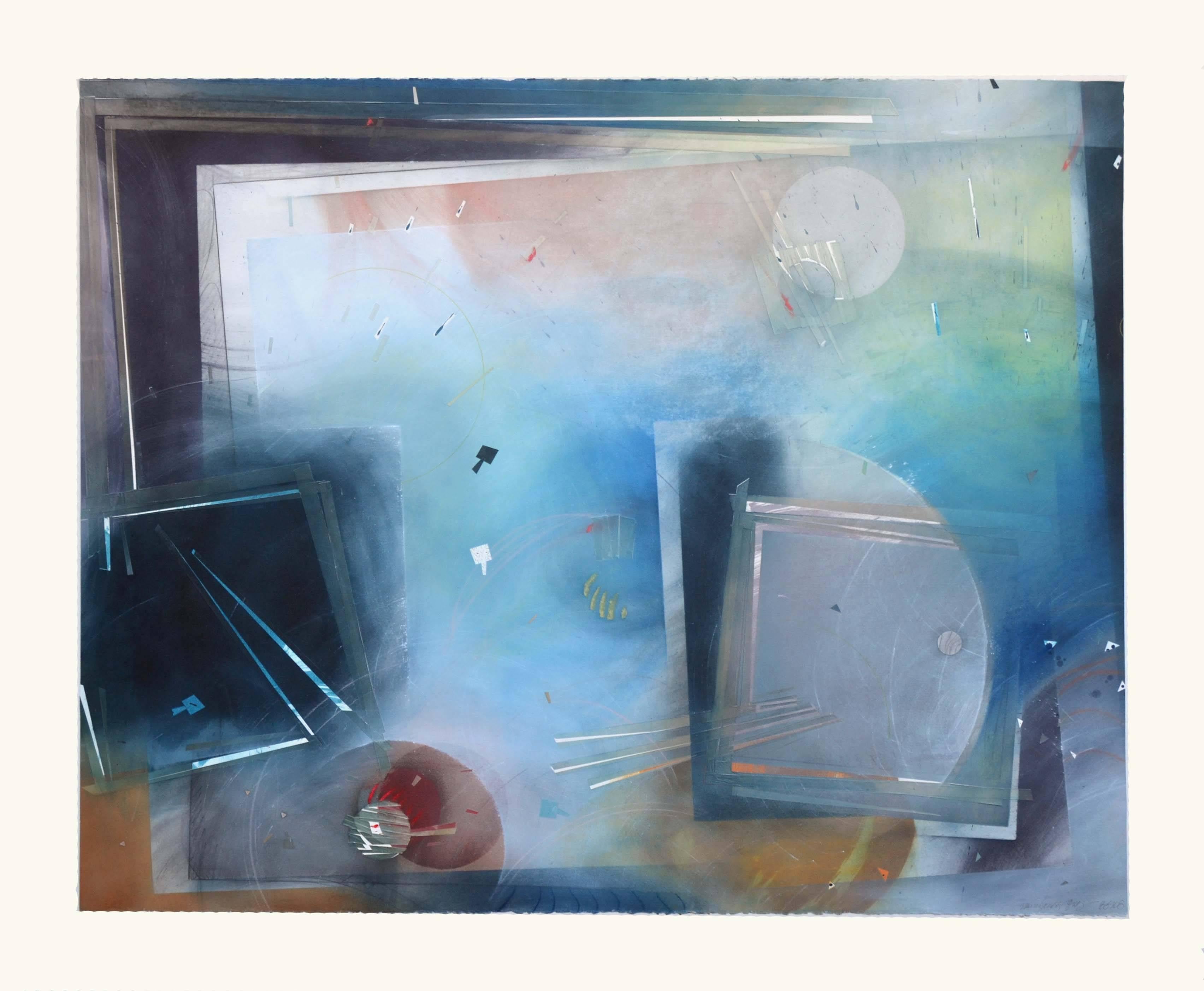Nancy Louise Jones Abstract Painting - Space Bound, Large-Scale Gouache & Mixed Media Abstract