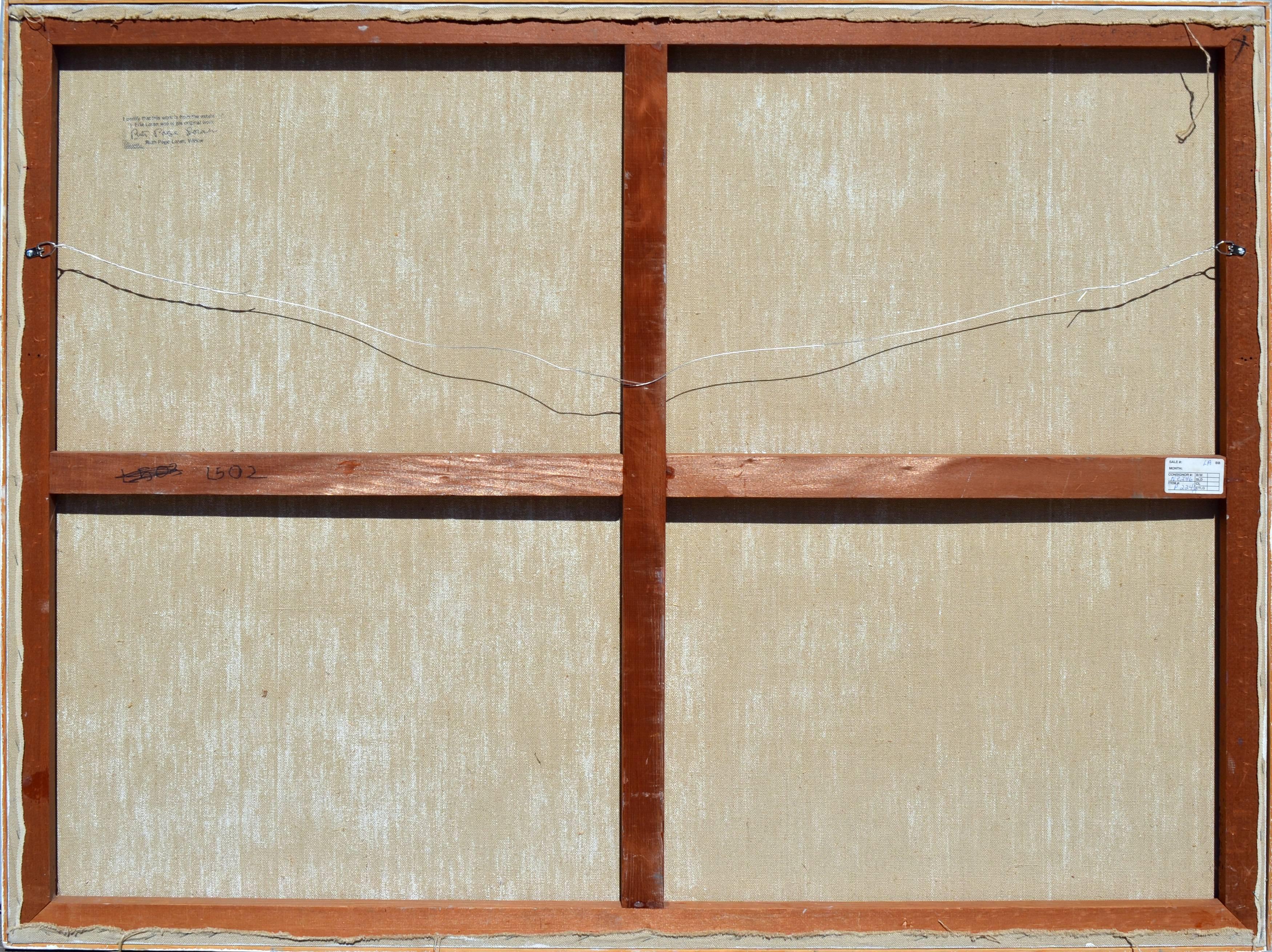 Paesaggio astratto di Wyoming Hills dipinto da Erle Loran (americano, 1905-1999), un modernista di vedute urbane e costiere e di pittura geometrica. Firmato in basso a destra 