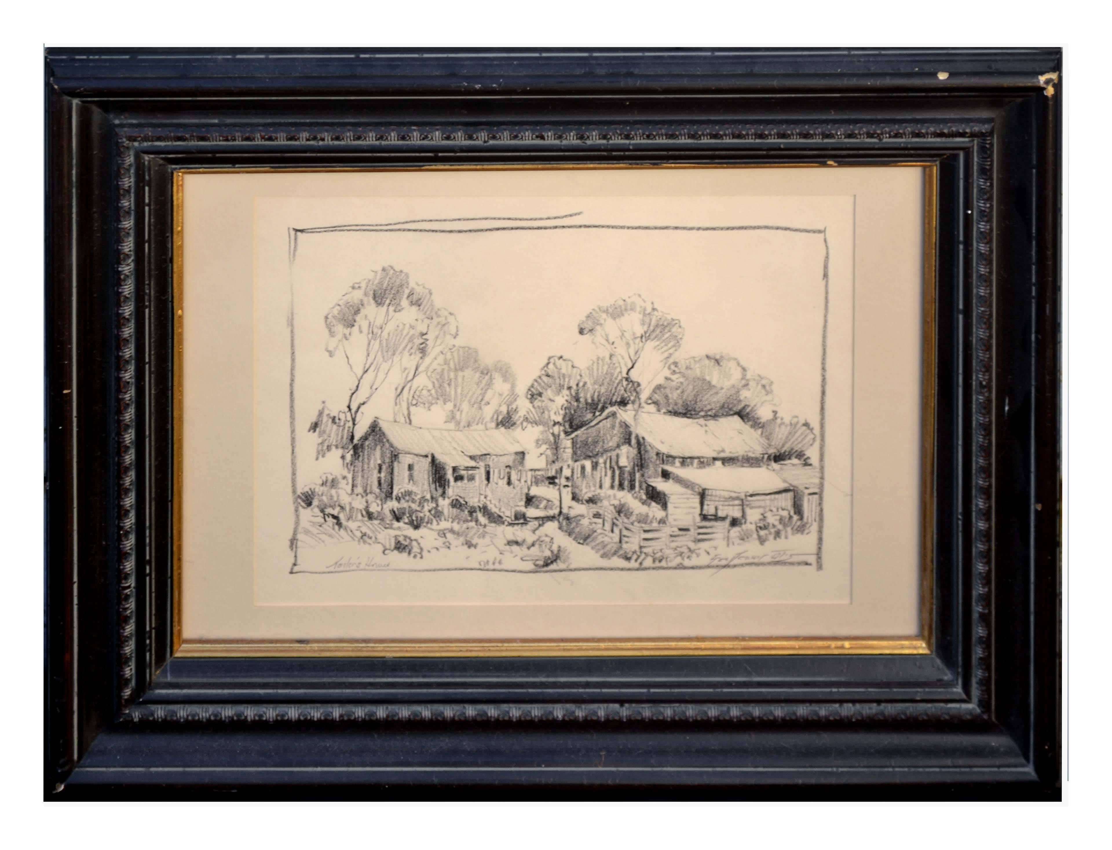 George Demont Otis Landscape Art - Toiler's House Drawing 