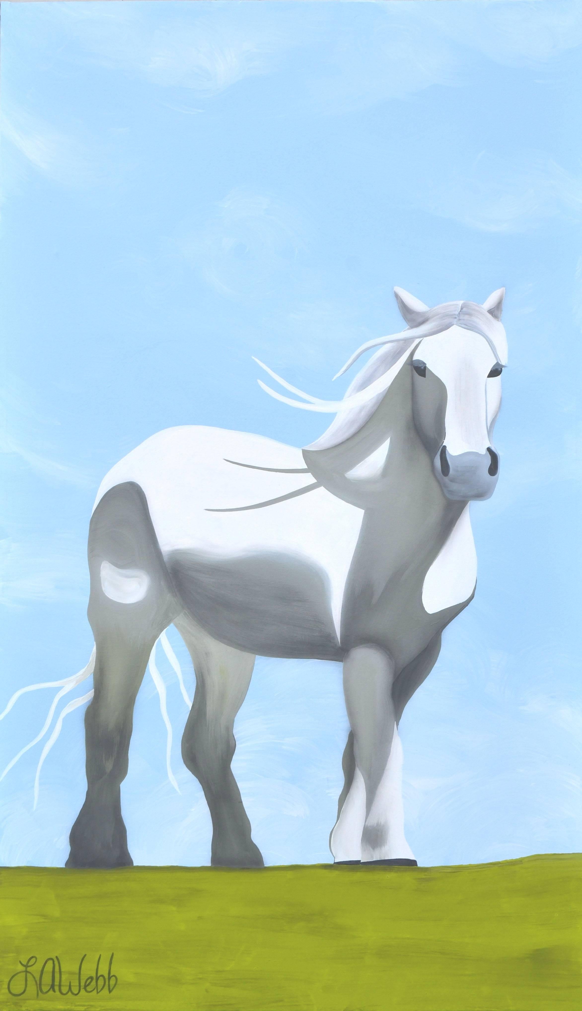 Leslie Anne Webb Animal Painting - Knight of Dreams White Horse