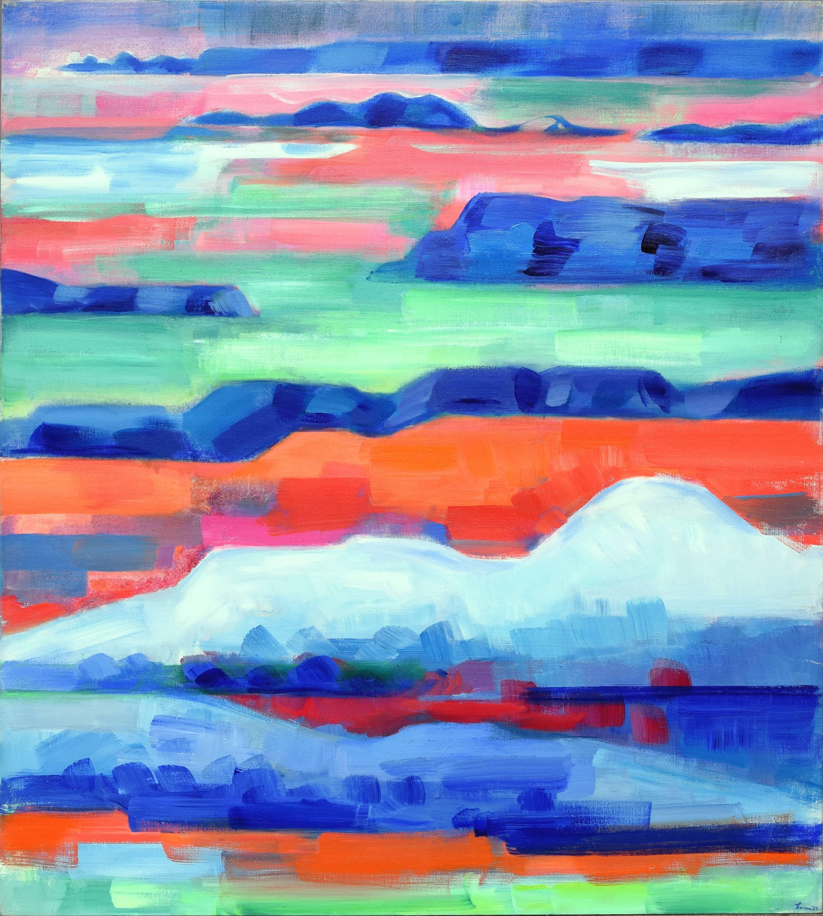 Landscape Painting di Erle Loran - Paesaggio geometrico astratto - "Sogni del deserto