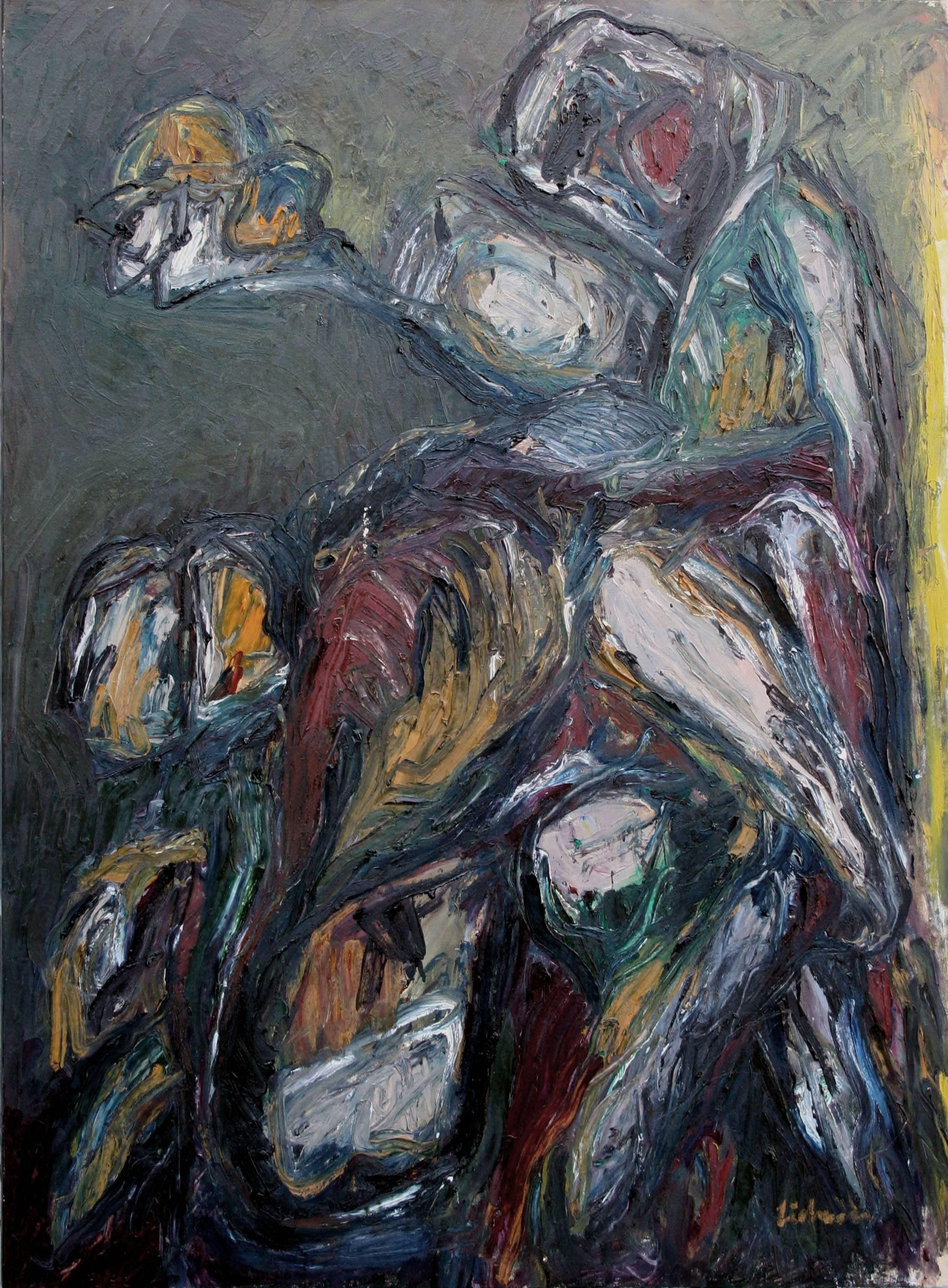 Norman Liebman Figurative Painting - Abstract Expressionist -- Figure in Motion